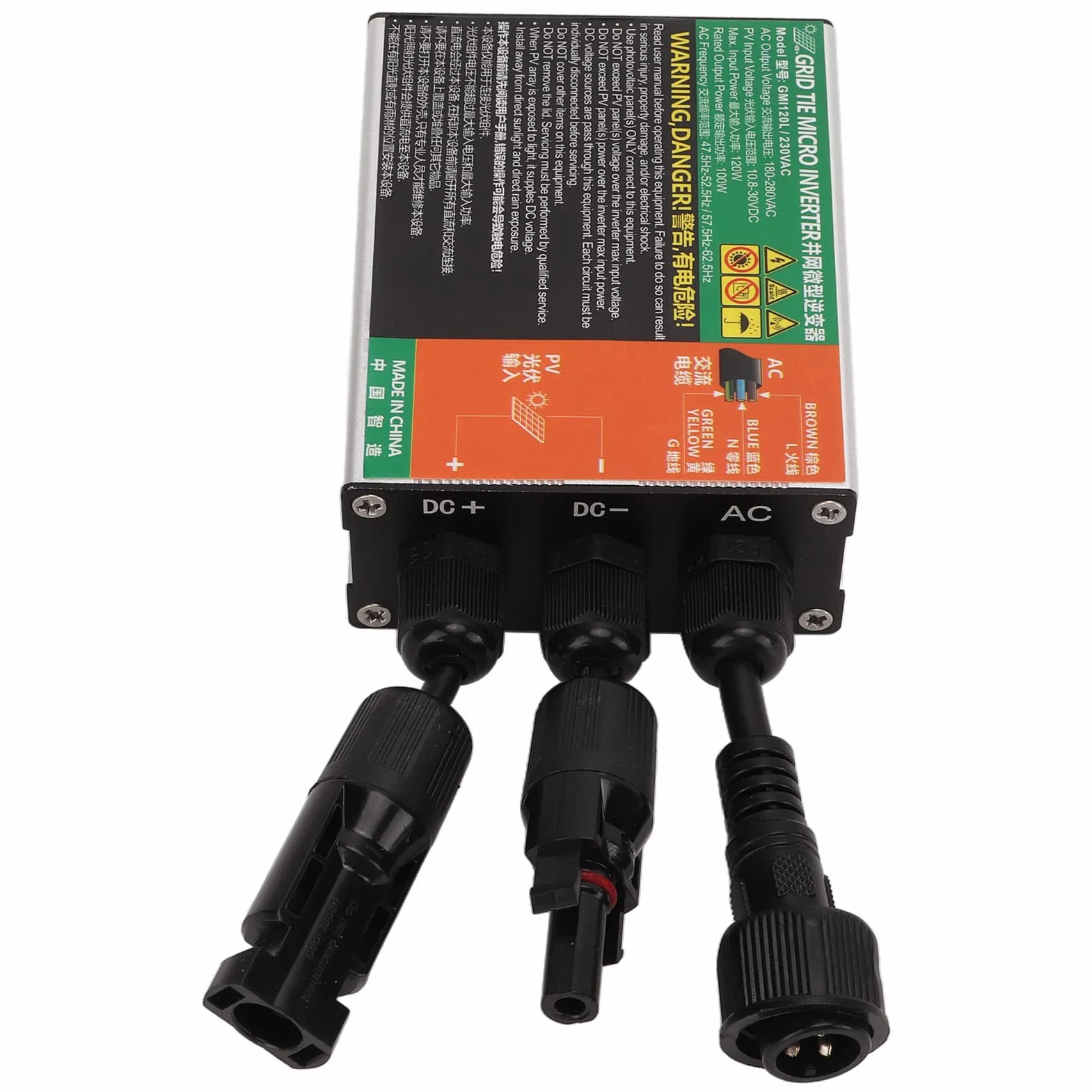 VOBOR 120W MPPT Micro inversor de conexión a Red,12V a 25V MPPT inversor de conexión a Red Micro inversor de Onda sinusoidal para Sistemas solares pequeños, Resistente al Agua