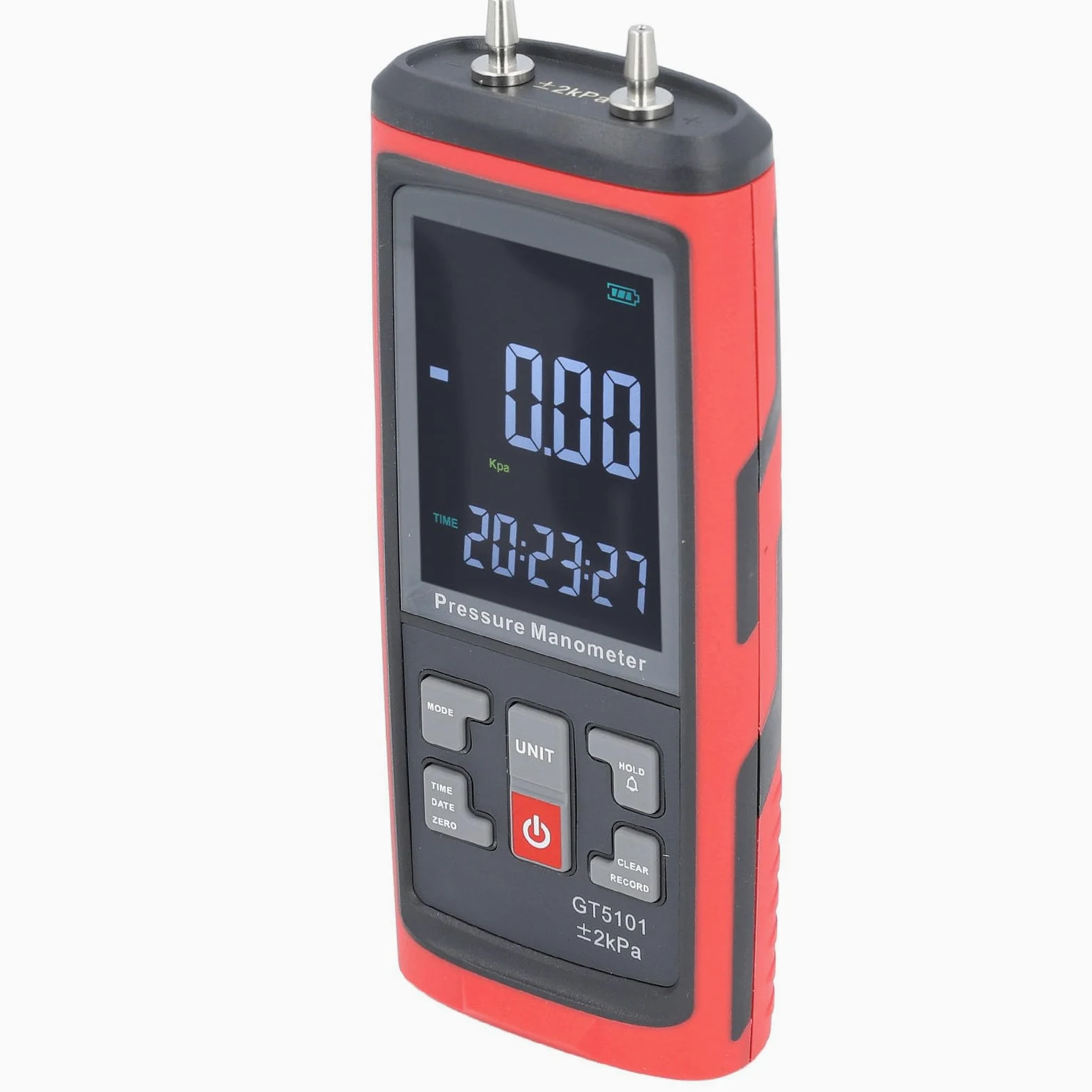 Manómetro Diferencial Digital 2KPa con Retroiluminación LCD Calderas HVAC Salas Blancas Calibración del de Gas Manómetro de Doble Función para Pruebas de Laboratorio Industrial