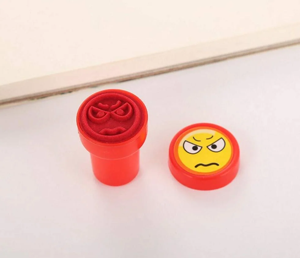 JZK 36x Emoticon Emoji Sellos de Tinta para niños Sello Conjunto estampadora Auto entintadora