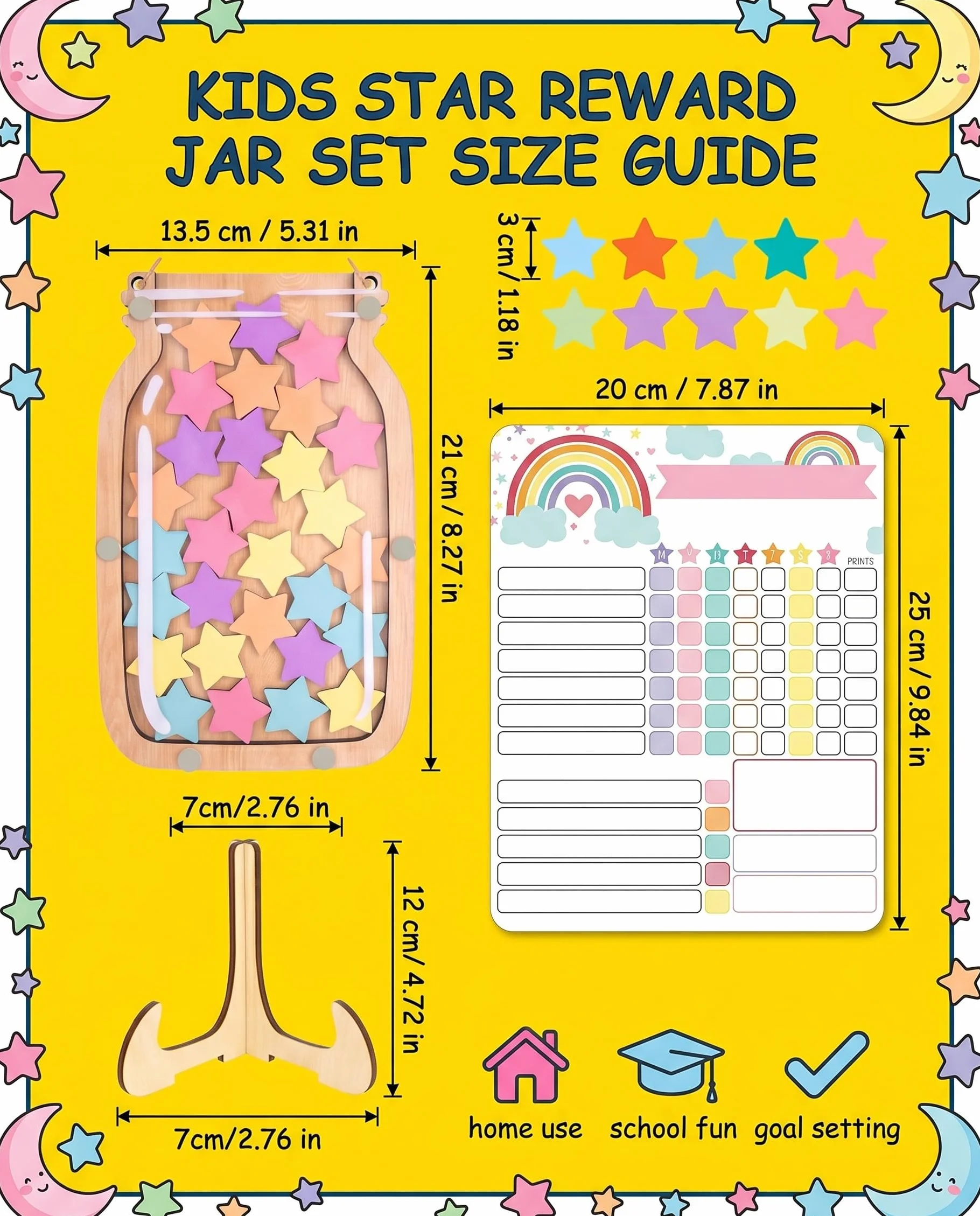 Tabla de Recompensas para Niños con 30 Estrellas y Pizarra Magnética Infantil