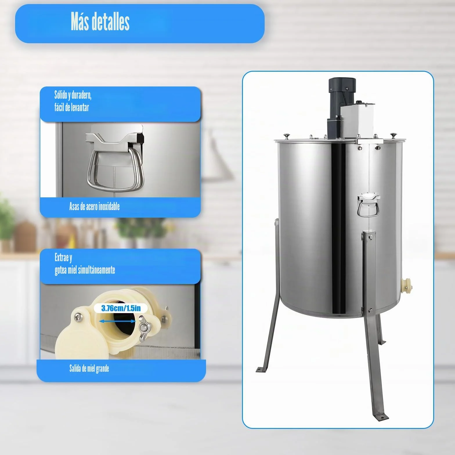 Extractor de miel eléctrico con cubierta de cristal de 4 marcos, panal de miel de acero inoxidable, velocidad ajustable, extractor de miel profesional, para apicultores aficionados, apicultores