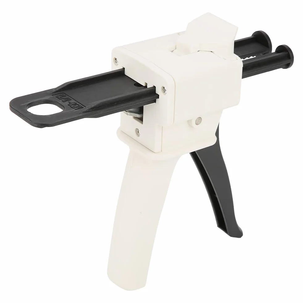 Pistola dispensadora dental Cartucho 1: 1/2: 1 Pistola dispensadora de mezcla de impresión de caucho de silicona Pistola dispensadora de acero inoxidable