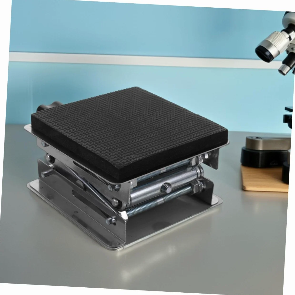 Mesa de elevación de acero inoxidable de 15 kg, plataforma de elevación de tijera, altura ajustable para soporte de laboratorio