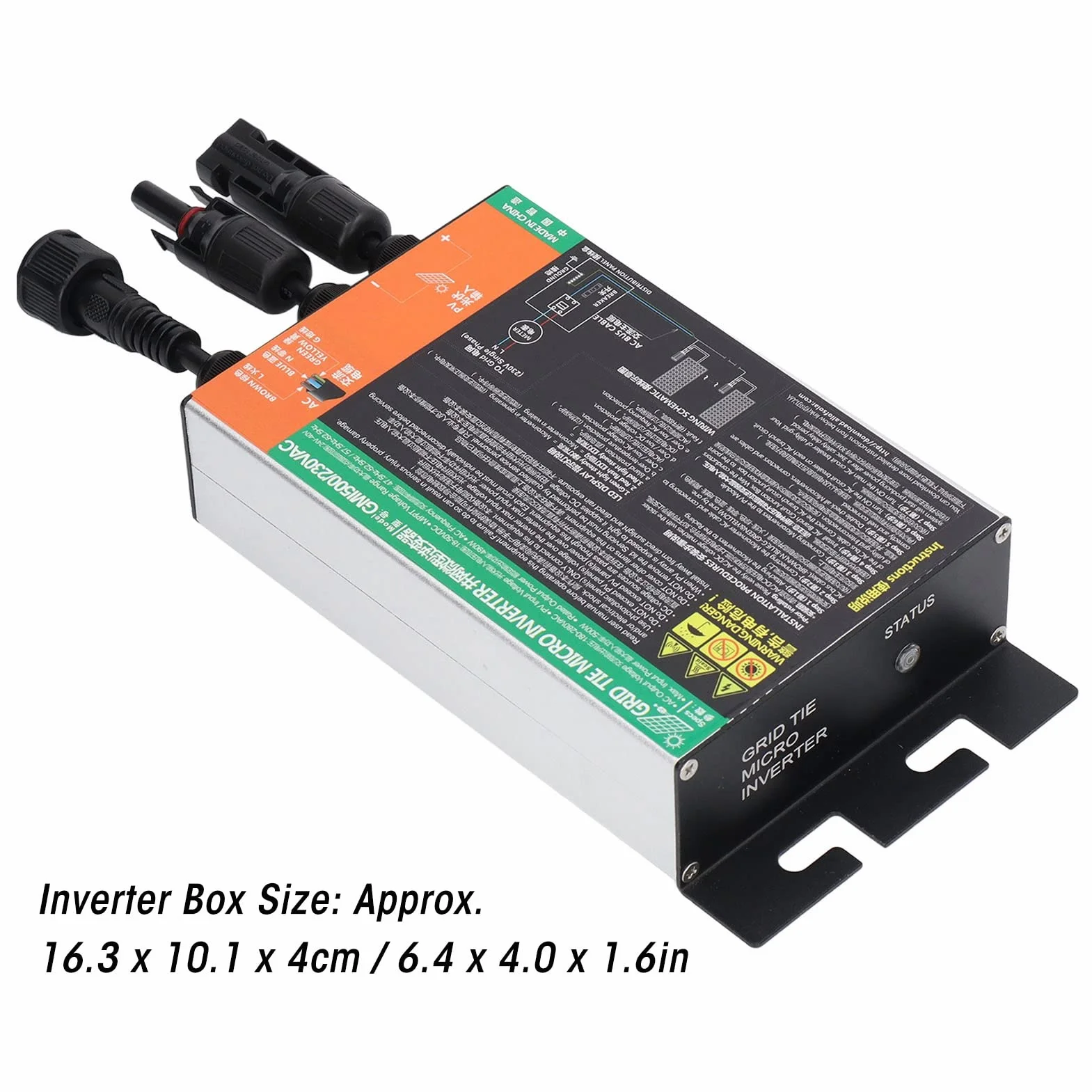 Microinversor Solar, Inversor de Onda Sinusoidal 500W 230V Conectado a la Red de 0,2 a 1,6 KW para Sistemas Solares Pequeños
