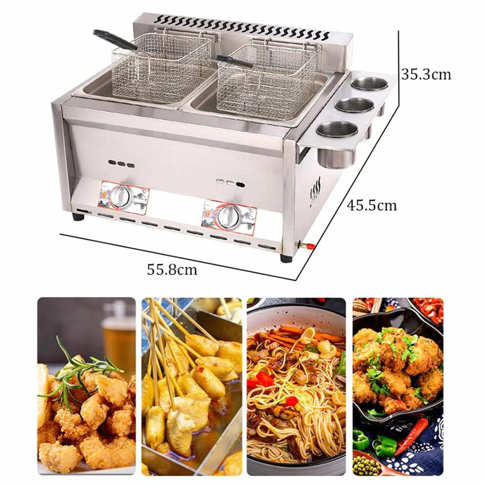 Generic Freidora con chip de gas, 16 L, acero inoxidable, de grado alimenticio, encendido electrónico, antideslizante, ahorro de energía, fácil limpieza, TE-5641