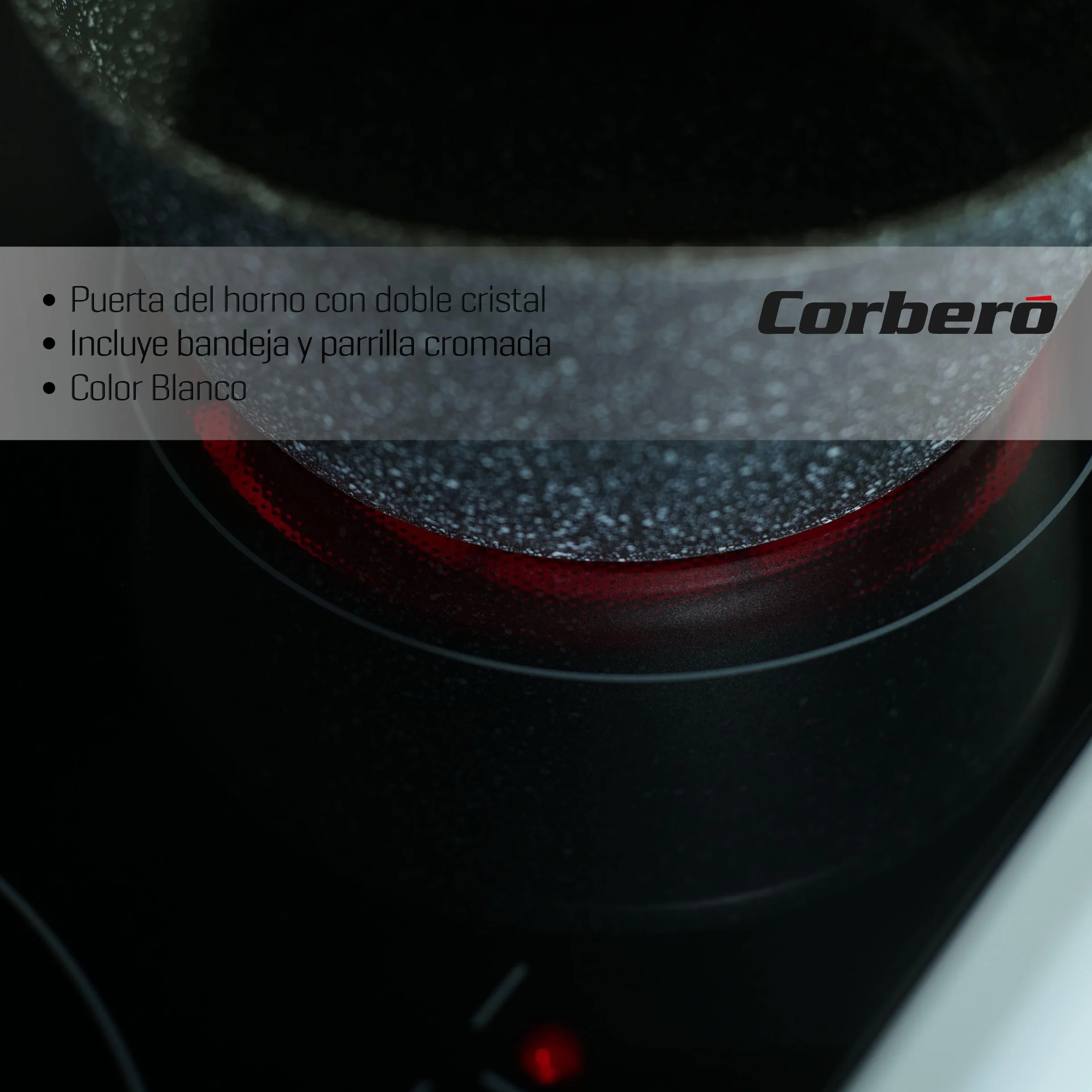 Corberó Cocina Eléctrica Vitrocerámica 3 Fuegos CCSF503VW Horno 48L Doble Puerta Cristal Blanco