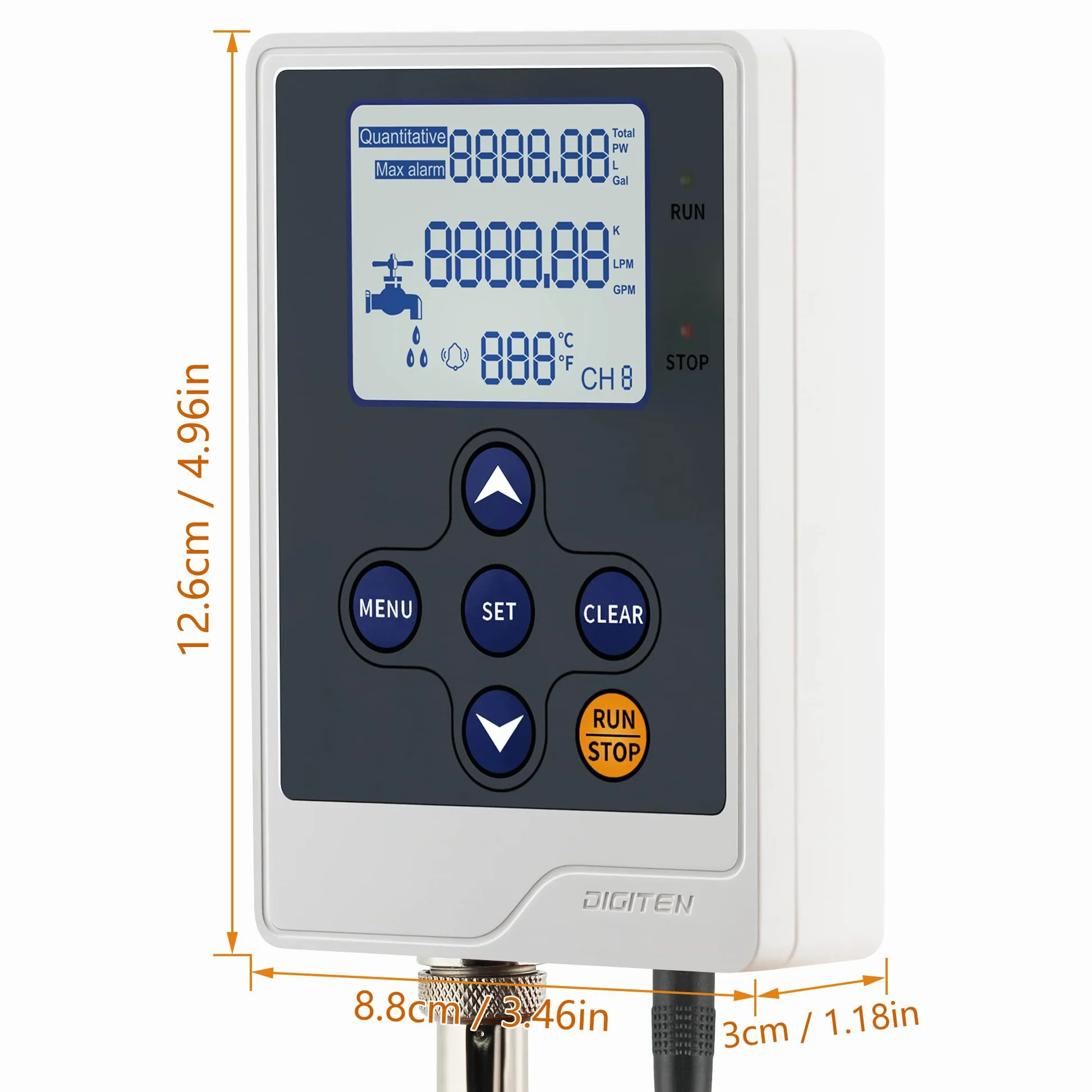 DIGITEN Pantalla LCD de control de flujo de agua + medidor de sensor de flujo G1