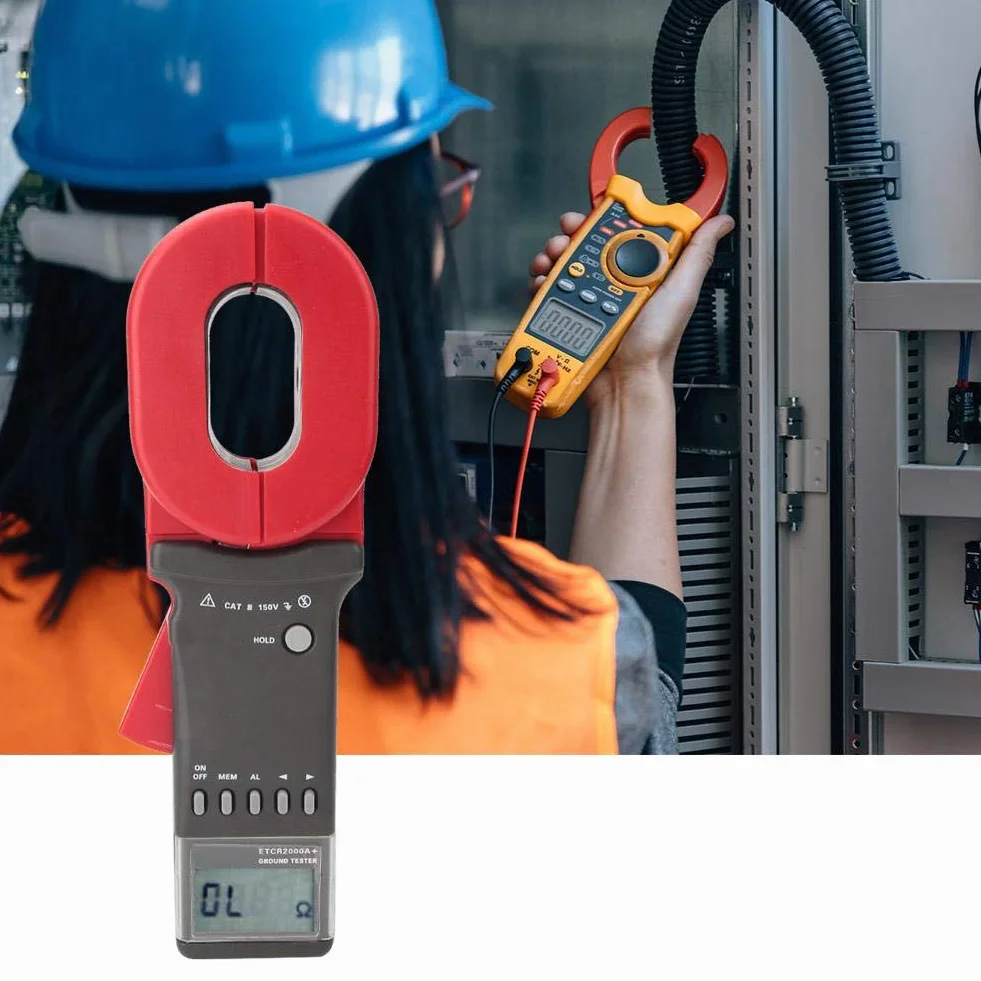 Medidor de pinza digital ETCR2000A + Probador de resistencia de tierra con pantalla LCD