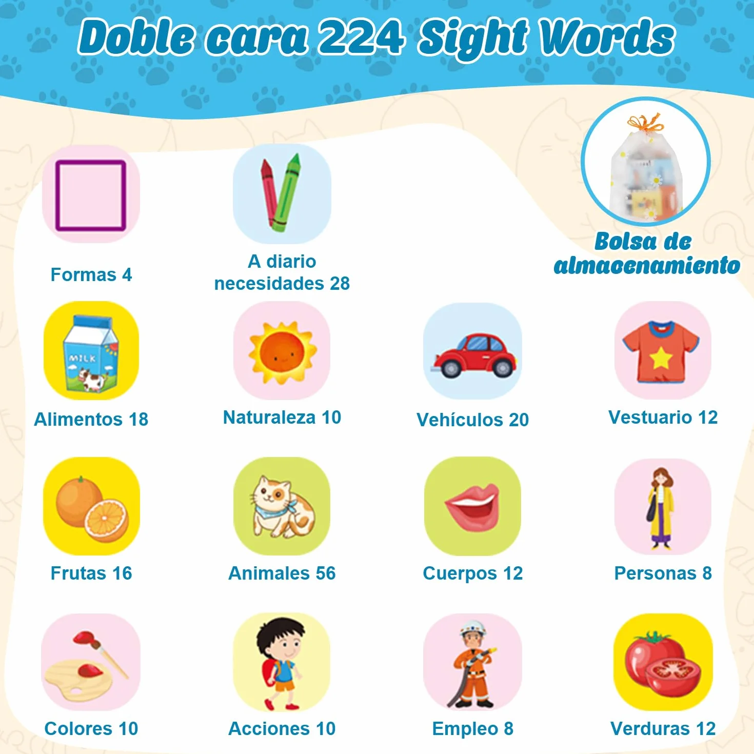 Electight Tarjetas Flash Parlantes Juguetes Educativos para Niños 3+ Años 224 Palabras 112 Tarjetas Doble Cara Bilingües Azul