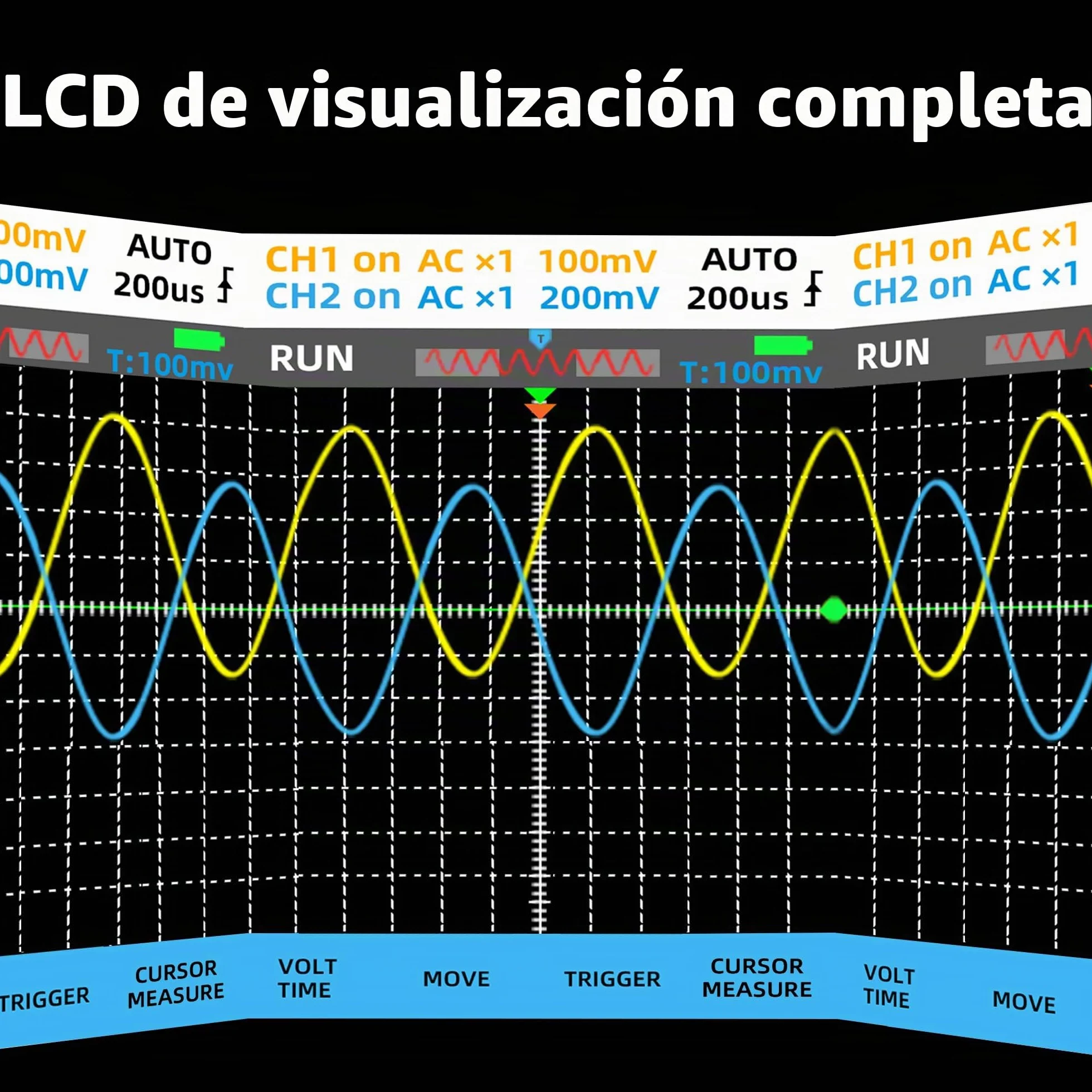 BSIDE O7 Osciloscopio Automotriz Portátil 2 Canales 25MHz 208MSa/s con 3.9 pulgadas Pantalla de Vista Completa Generador de Señal Multímetro Recargable Mide 6000A Corriente Voltaje Capacidad Diodo