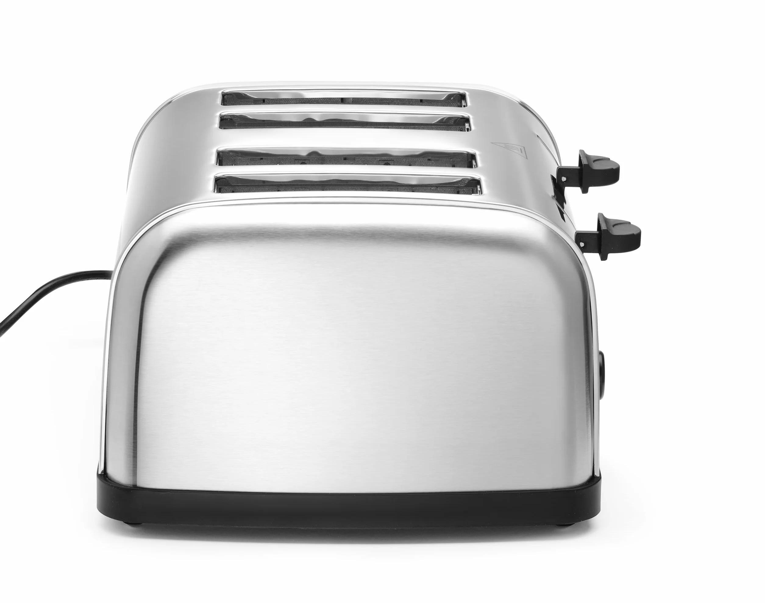HENDI Tostadora de pan, 4 ranuras extra anchas, 2 zonas de calentamiento, tostador, 7 niveles de tostado, 3 funciones: tostar, decongelar y recalentar, 240V, 1500W, 295x335x(H)180mm, acero inoxidable