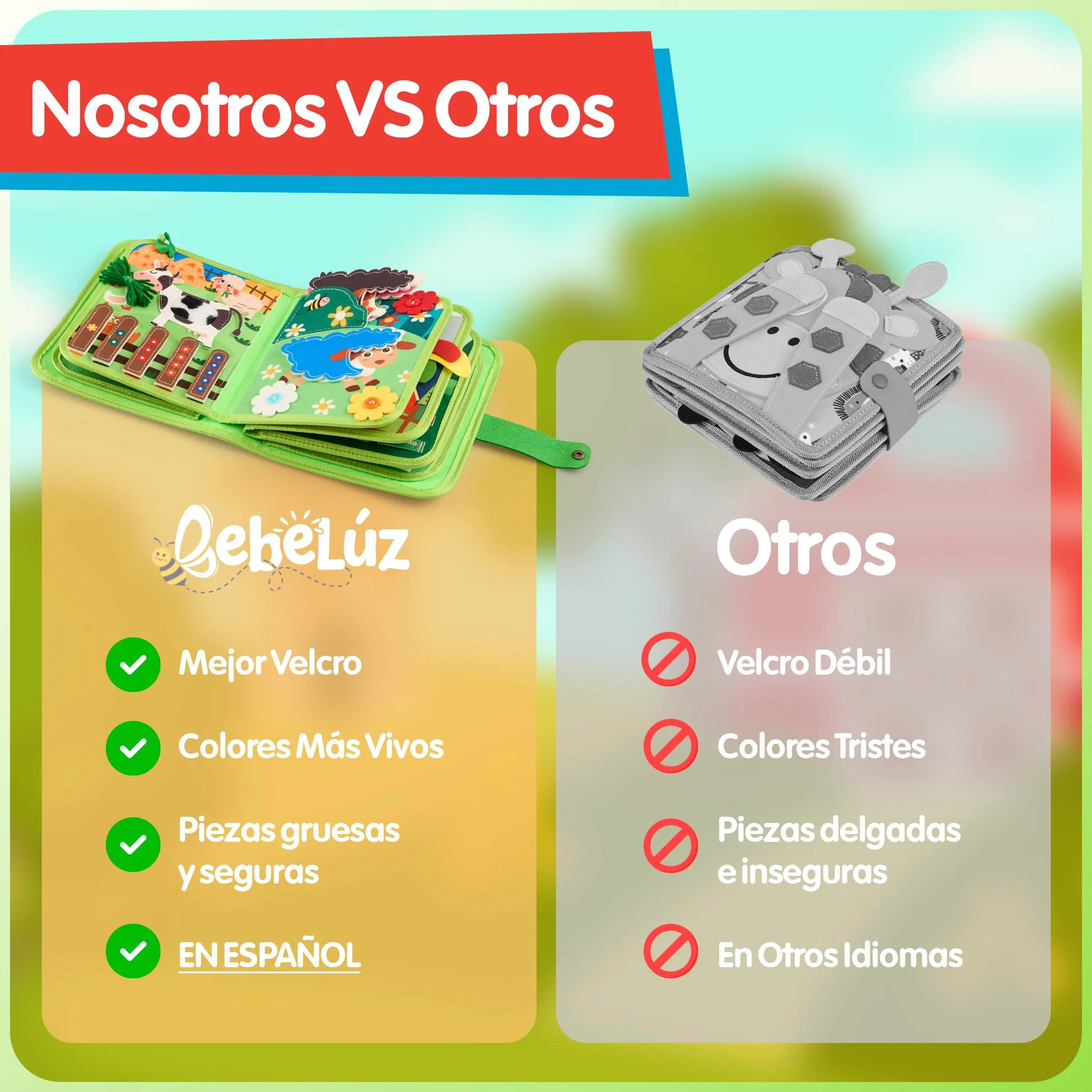 Libro Montessori en Español - Busy Board 20 en 1, Busy Book Interactivo de Animales Granja para Bebé