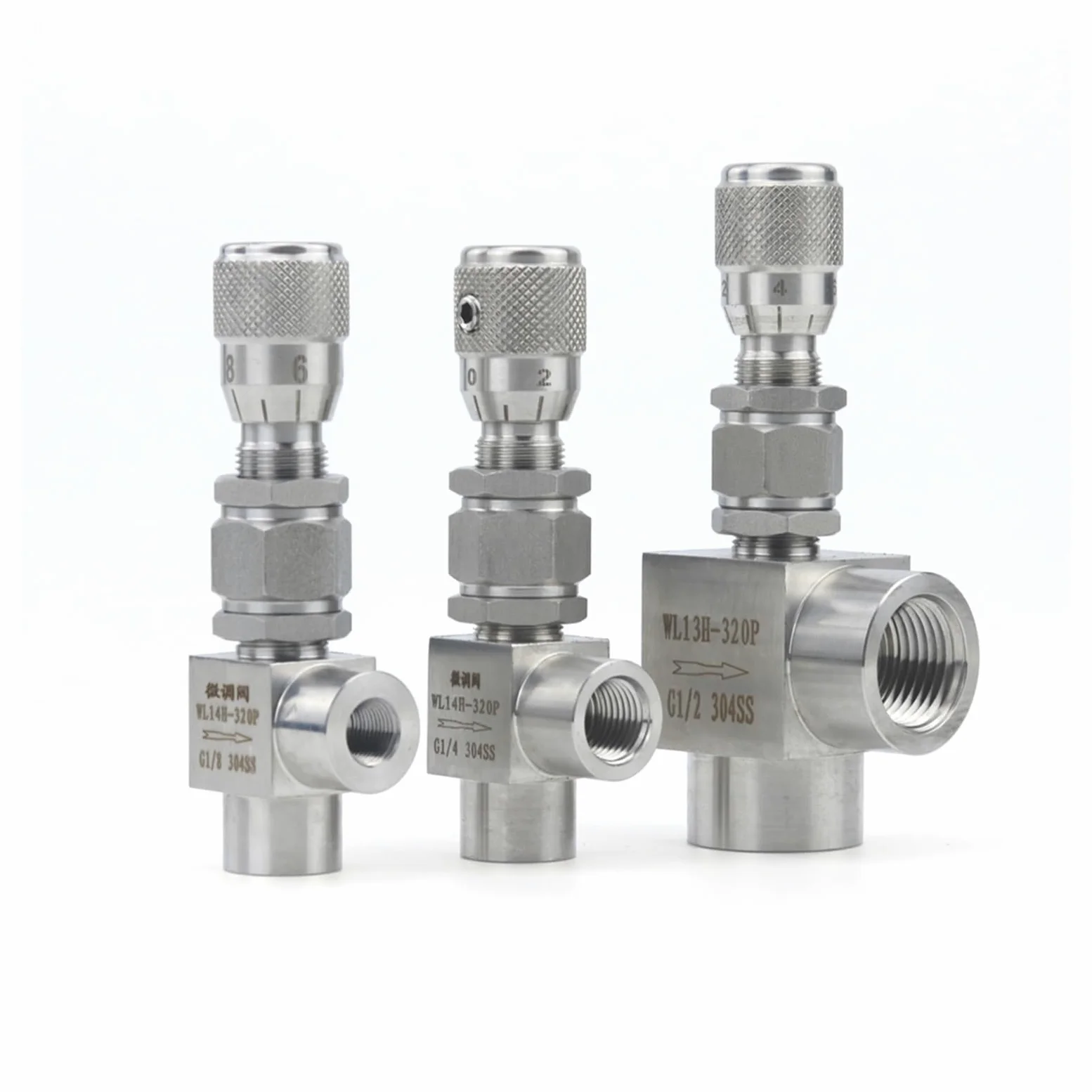 G 1/8 "1/4" 3/8 "NPT 1/2" válvula de Aguja de Acero Inoxidable 304 Controlador de válvula reguladora de Flujo de micromedición for Agua Gas Aceite(G Thread-High Precision-Straight,0.5 Inch)