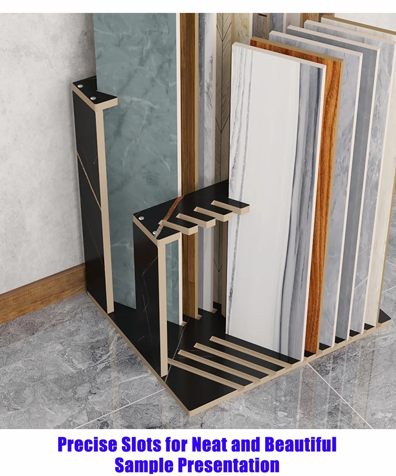 Expositor de azulejos Estante de almacenamiento de muestras de azulejos Tablero de madera de alta densidad, no es fácil de deformar, se pueden seleccionar dos especificaciones, salas de exposiciones d