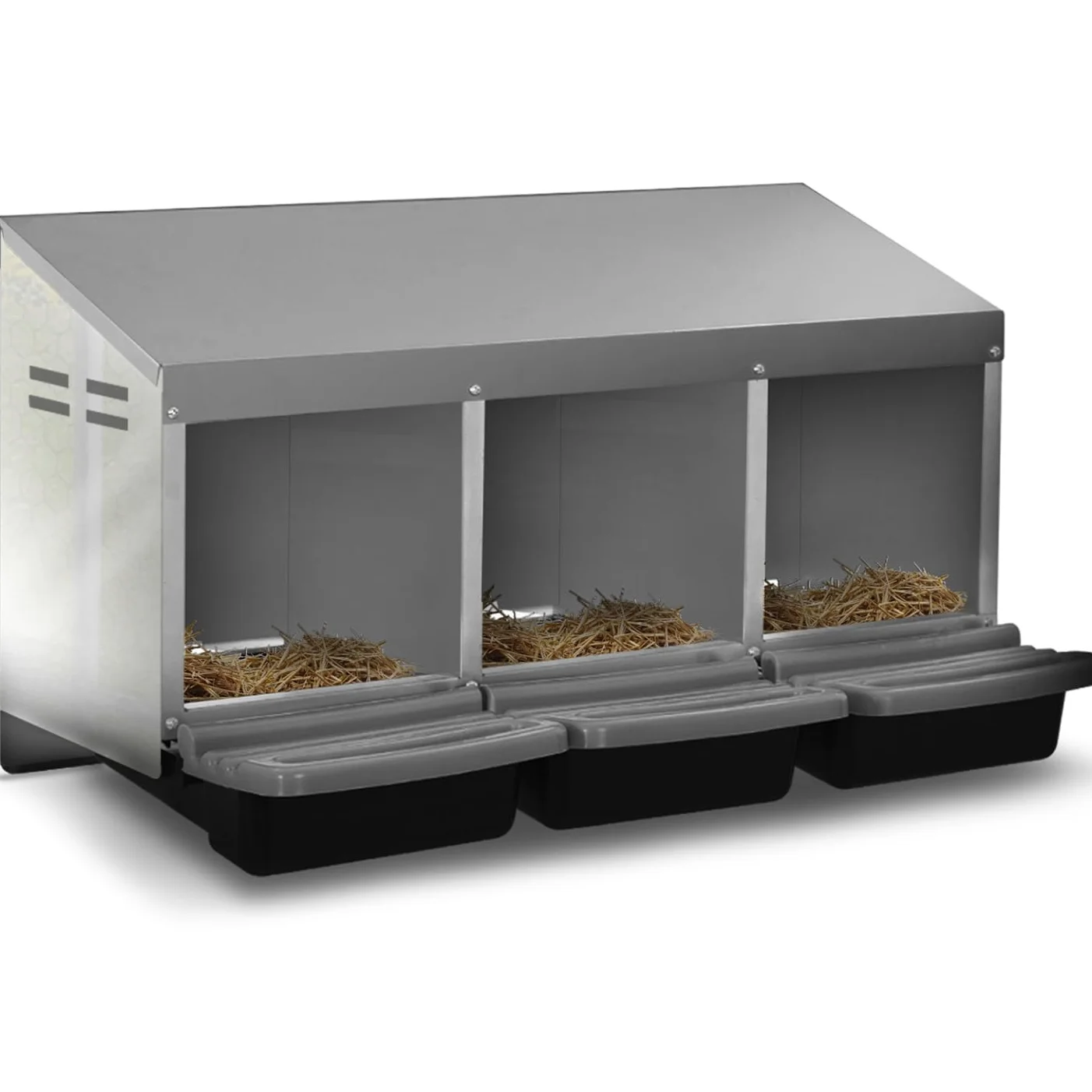 IDMarket - Ponedero para gallinas 3 ubicaciones nidal de metal con Fondo