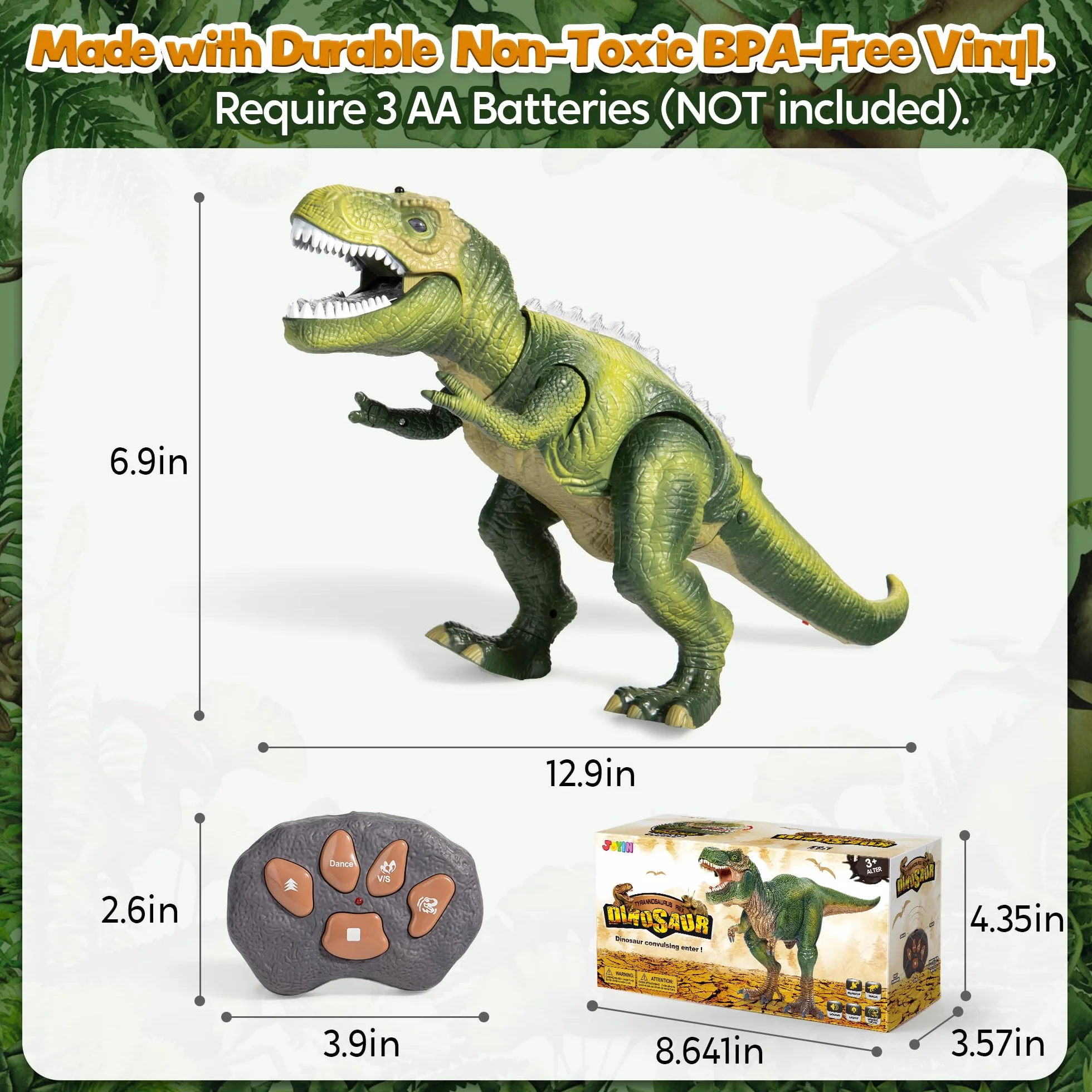 JOYIN Dinosaurio de Control Remoto T-Rex con Luz y Rugido Realista Juguetes para Niños 3-5 Años
