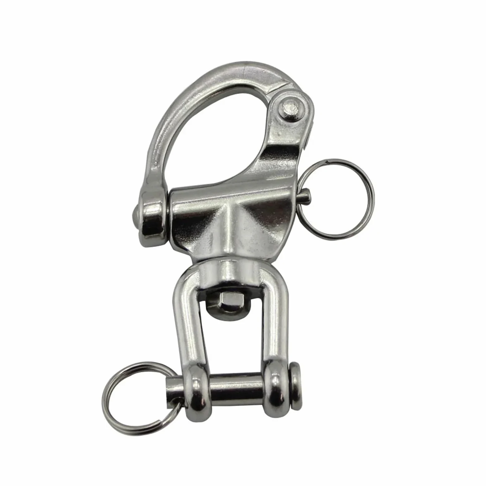 Grilletes acero inoxidable 3 piezas de grillete giratorio seguridad acero inoxidable 316 con pasador horquilla 70mm 87mm 128mm grilletes bloqueo eslabones cadena grande Metal for aparejos(70mm)