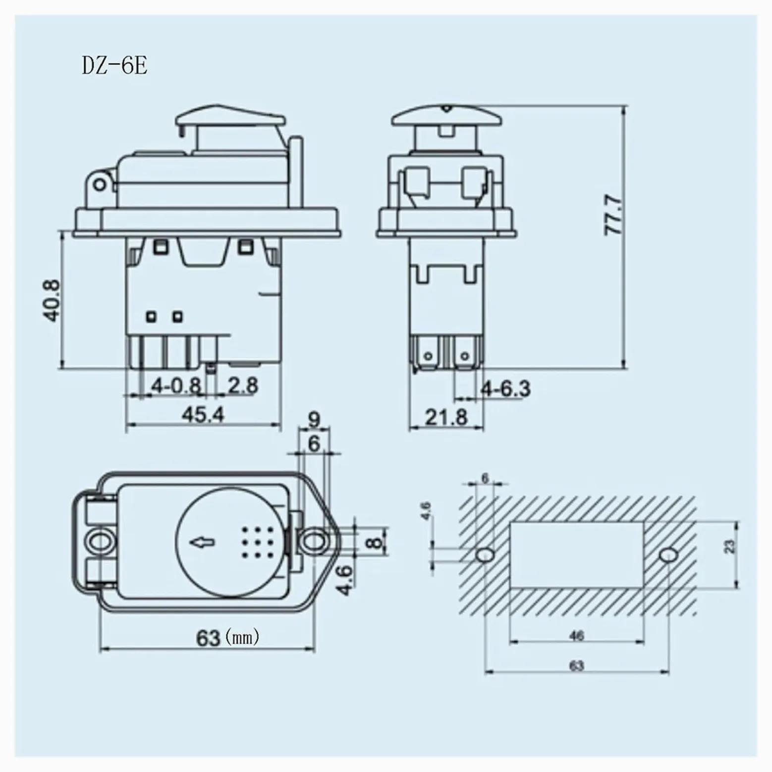 Interruptor pulsador de Parada Emergencia DZ-6 AC250V 15A, 4 Pines, 5, Resistente al Agua, 60947-3 EN 61058-1(4Pins)