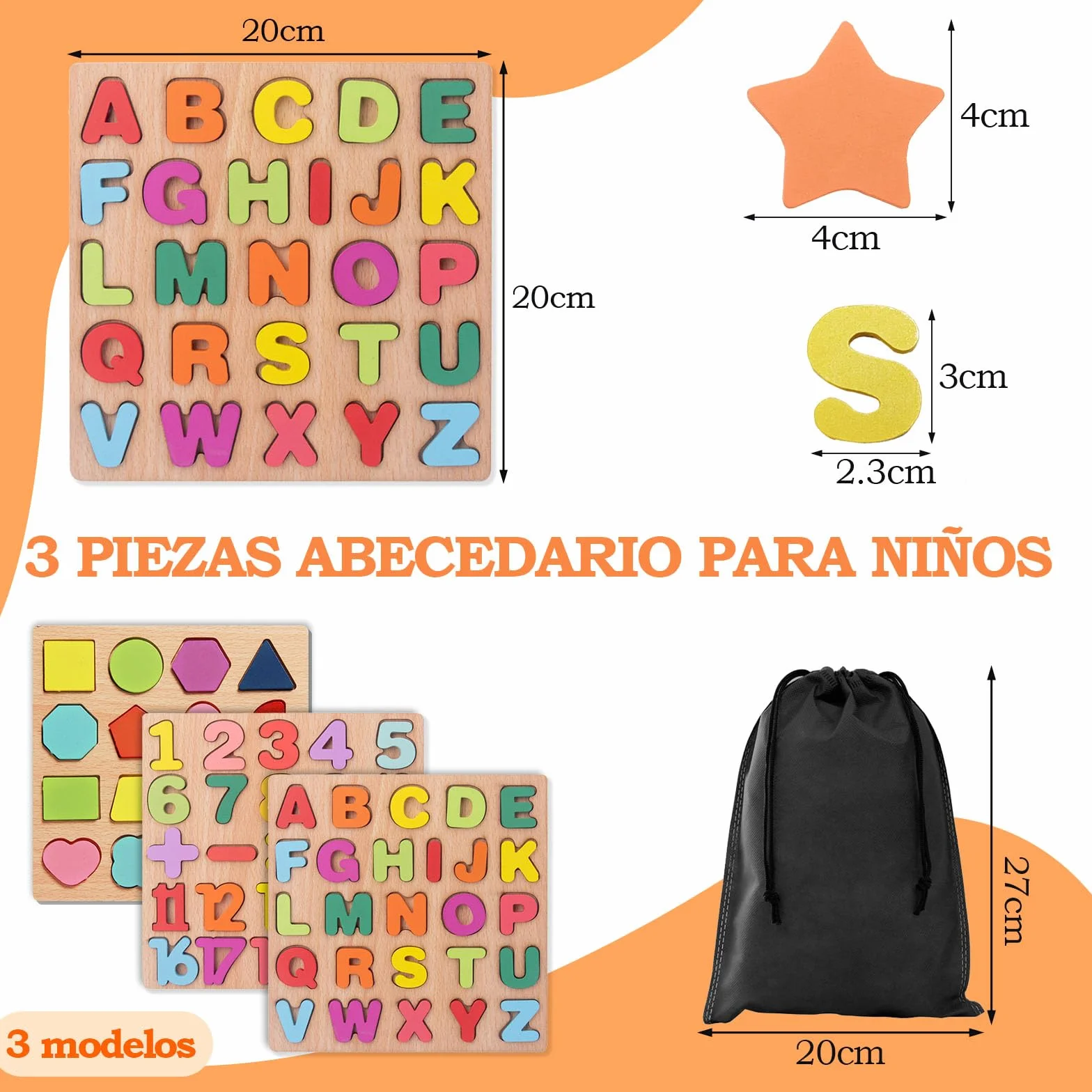ZOCONE Puzzle Madera Letras y Numeros Rompecabezas Alfabeto Juguetes Niños Montessori Juegos Educativos 1 2 3 4 Años Regalo