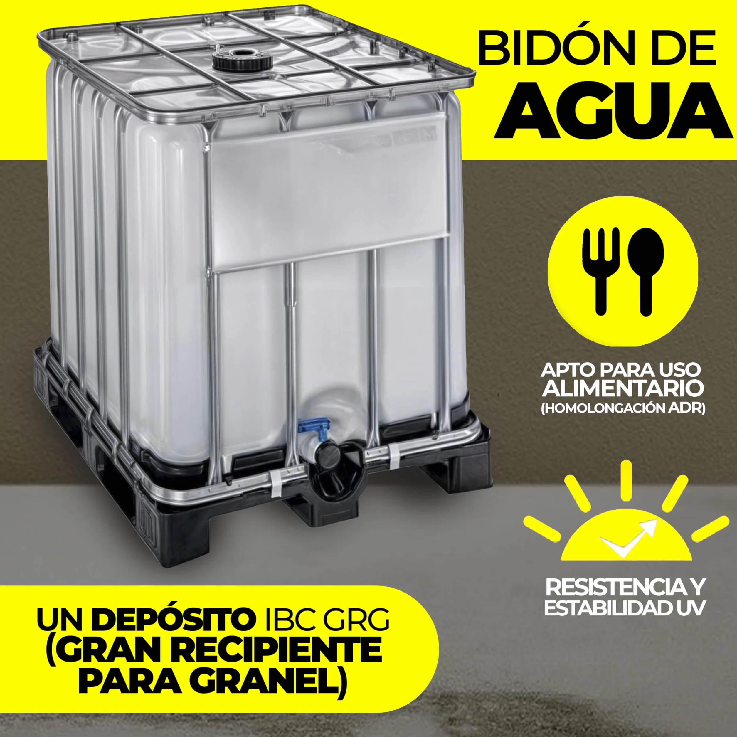 Werit Contenedor Depósito 600 litros con Palet de plástico ADR