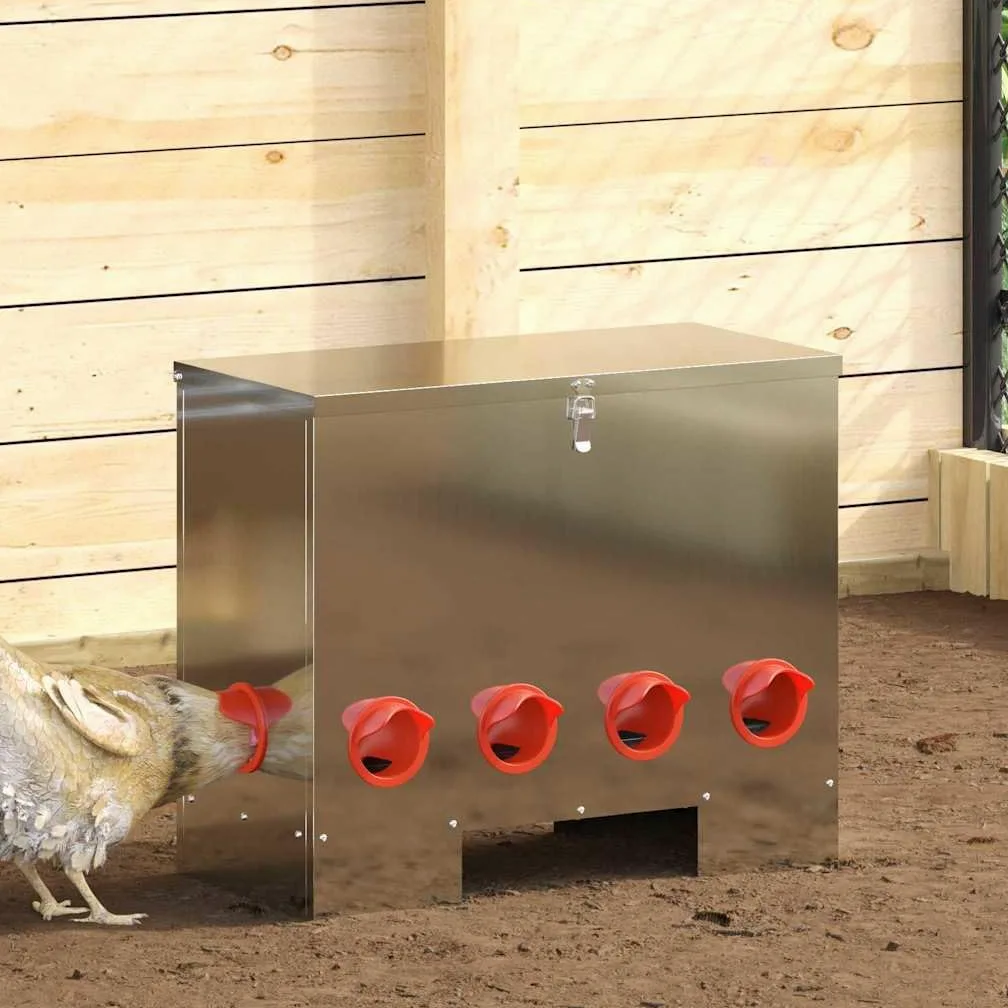 Comedero para gallinas (60,5 x 29 x 51 cm, acero galvanizado)