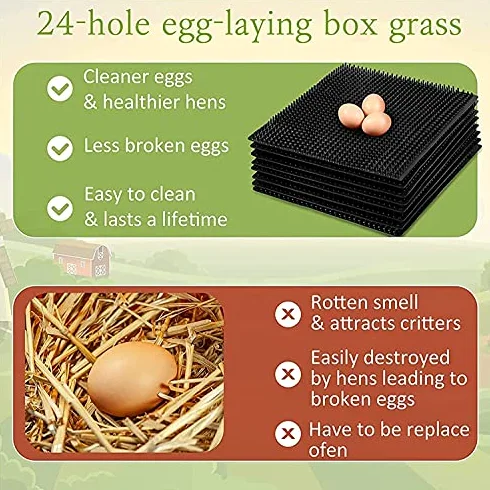 Almohadillas lavables para anidar pollos, alfombrillas de césped artificial para gallineros y cajas de anidación, soporta la puesta de huevos de gallinas