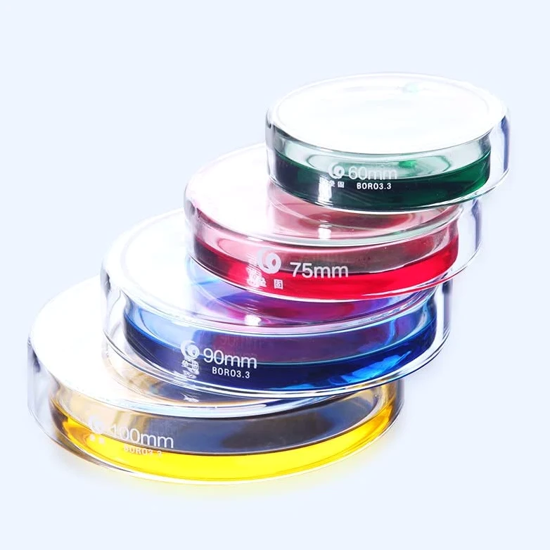 Placas de Petri de Vidrio Transparente con Tapas Microorganismos Célula Instrumento químico estéril Transparente Envío de la Gota Placas de Petri (Size : 60mm 10pcs)