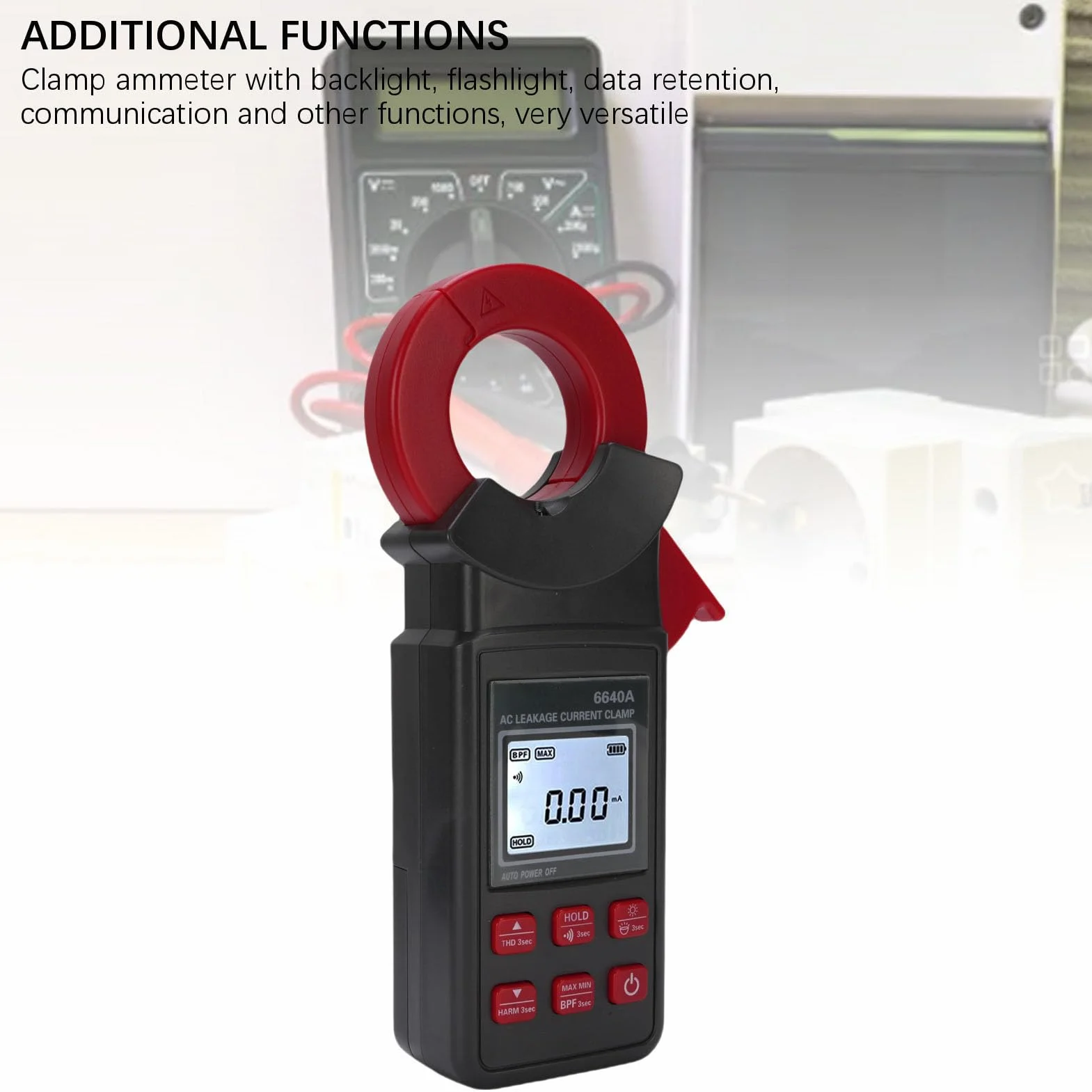 Pinza Digital Medidor de Resistencia A Tierra Probador de Tierra Arquitectura Equipo Eléctrico Industrial 0 MA A 300 A Detección de Armónicos de Corriente en Reposo de Gran