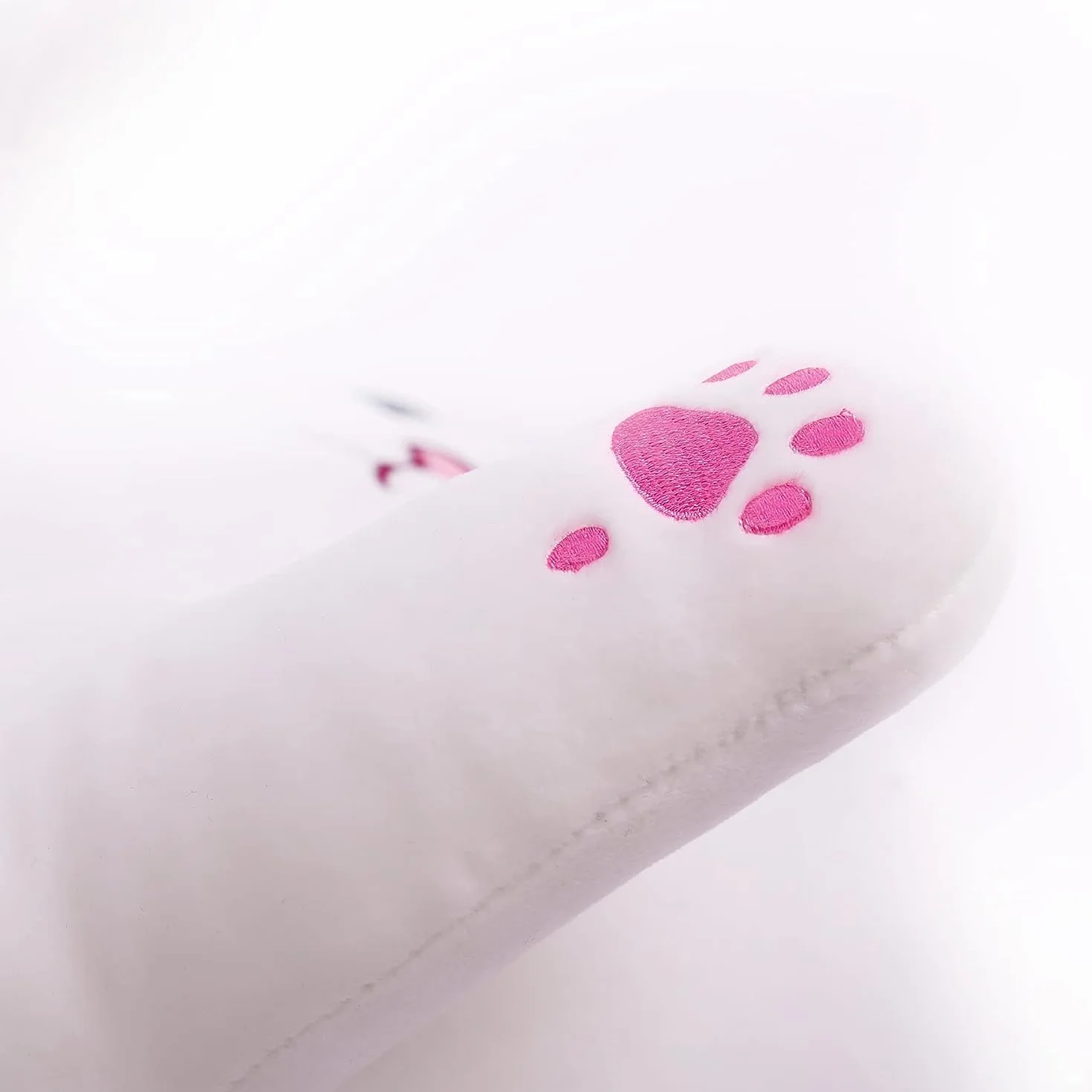 SNOWOLF Almohada Larga de Felpa Suave Gato Dibujos Animados 50 cm Blanco