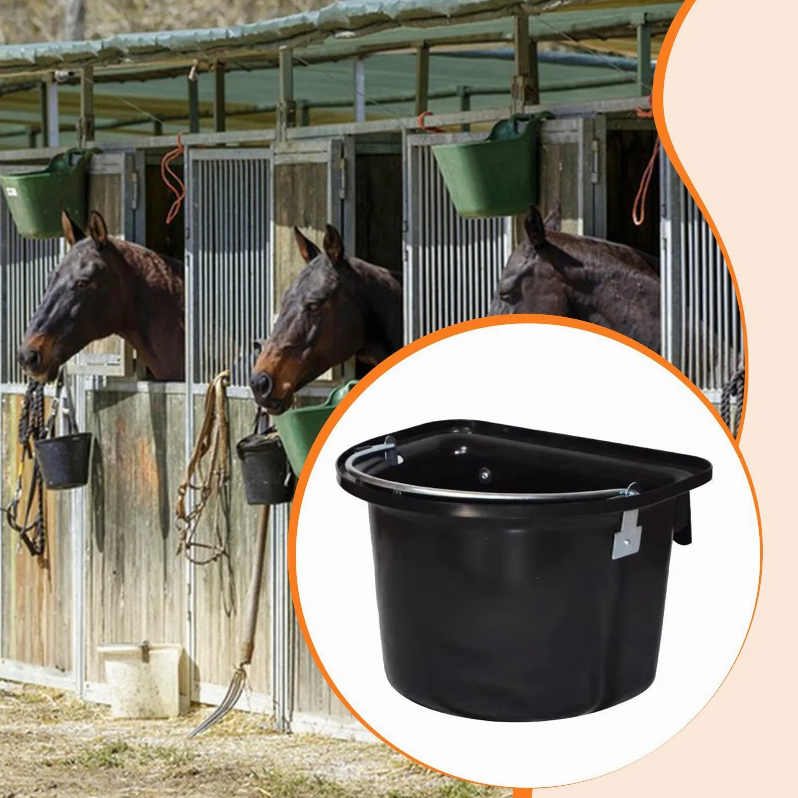 Cubo de Alimentación para Caballos, Dispensador de Agua Colgante, Contenedor de Alimentación para