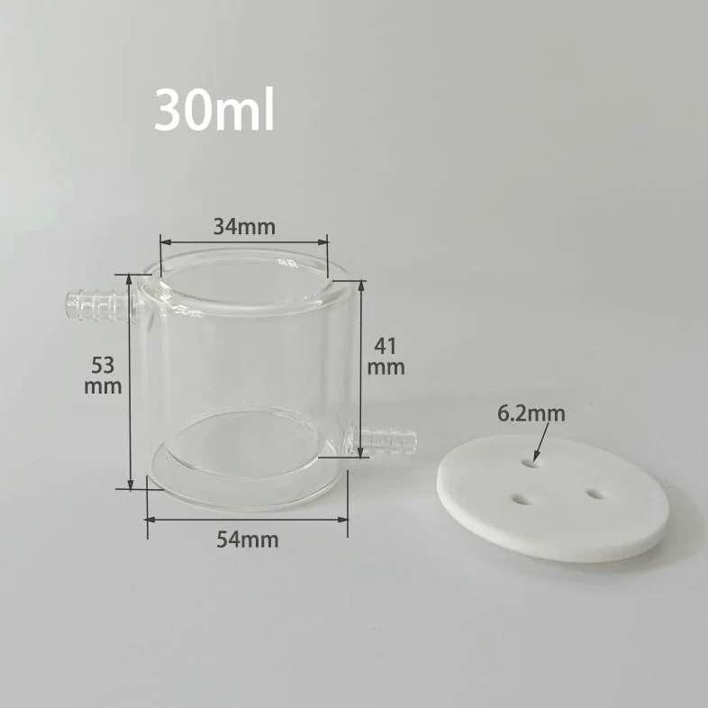 Celda electrolítica de doble capa con control de temperatura for sistema de 3 electrodos (1 unidad) - Tanque de vidrio con cubierta de PTFE(30ml)