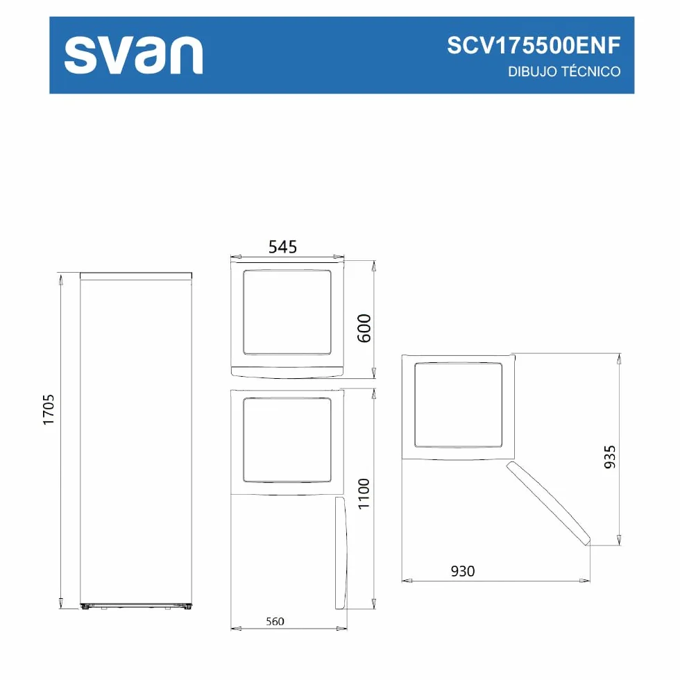 Svan Congelador Vertical Blanco SCV175500ENF 204 L Puerta Reversible Eficiencia Energética Clase E