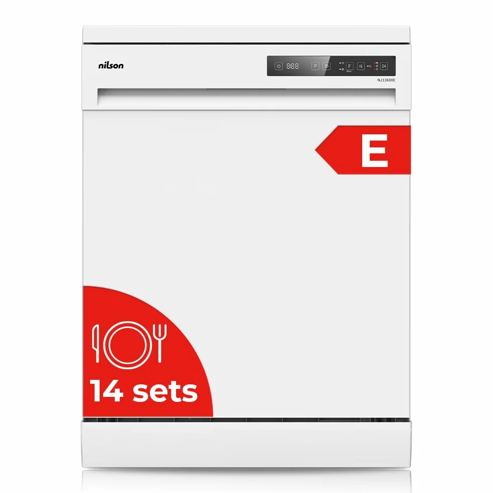 Nilson Lavavajillas 60cm Blanco NJ13600E 1890W 14 Cubiertos 6 Programas Eficiencia Energética Clase E