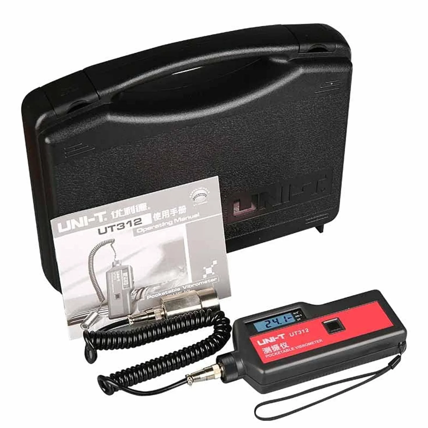 UNI-T UT312 Probador de Vibraciones, 0.1-199.9m/s² Aceleración, 0.1-199.9mm/s Velocidad, 1-1999µm Desplazamiento