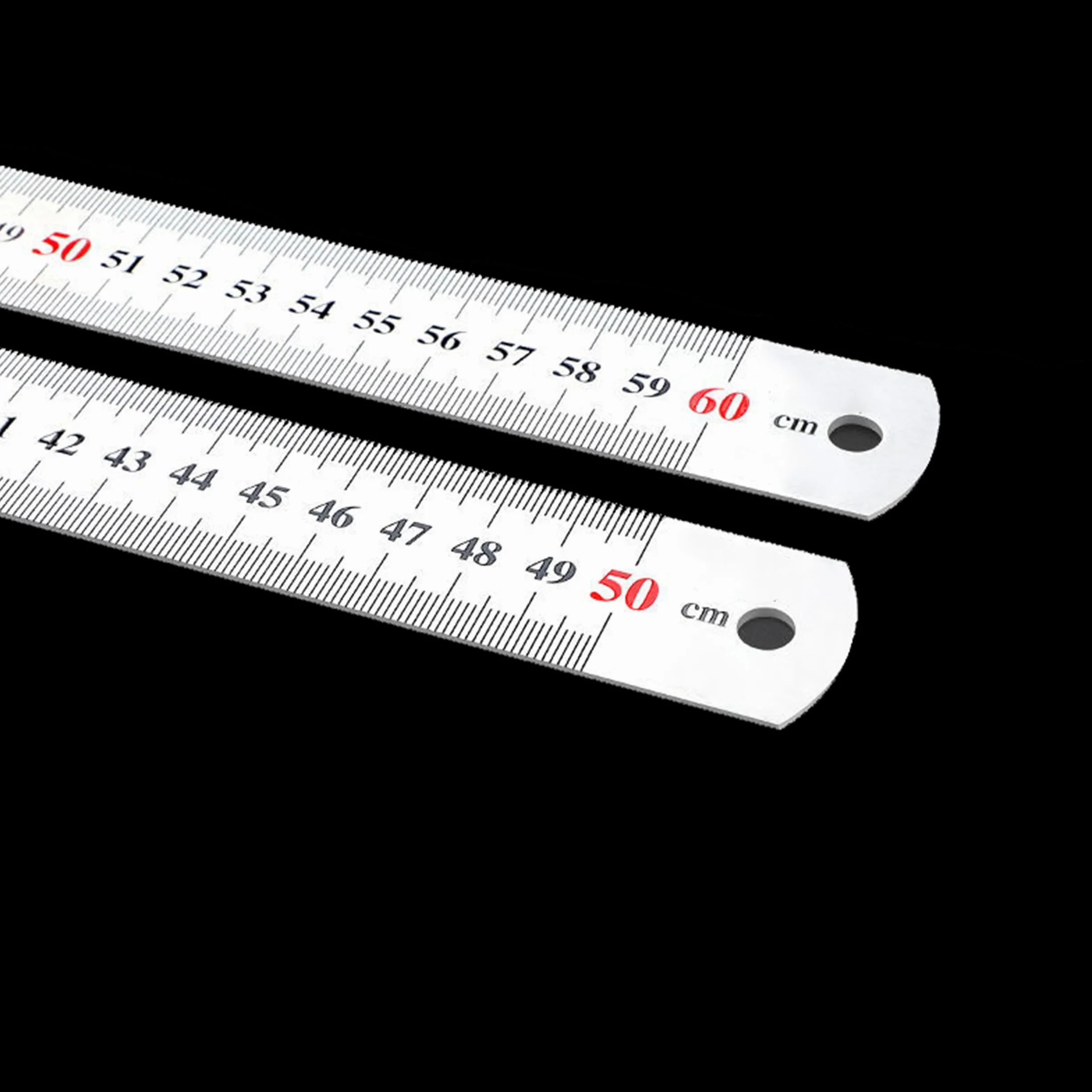 Regla Metálica 60 cm y 50 cm, Precisión en Cm y Pulgadas, Resistente con Orificio para Colgar