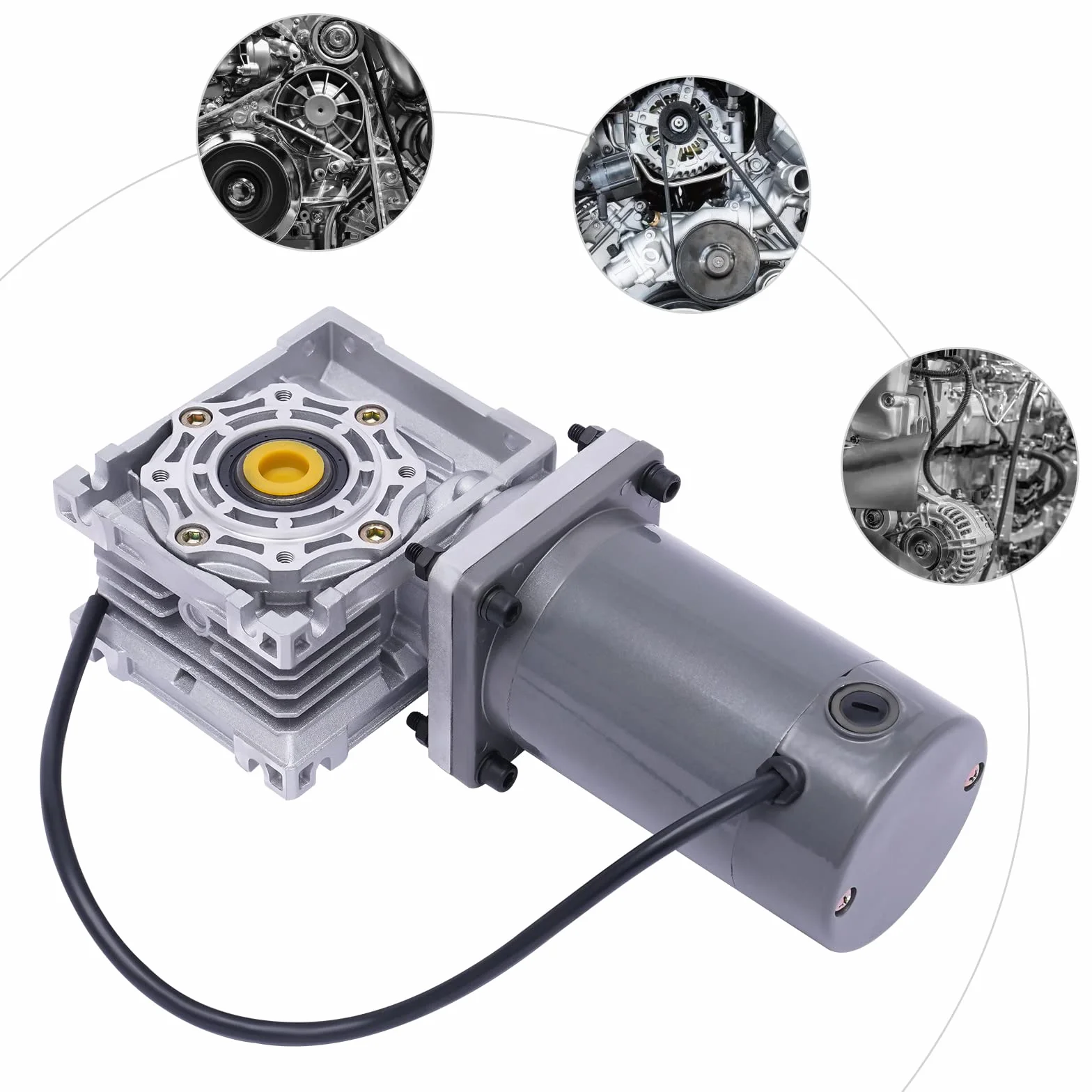 Motor de engranaje de 12 V CC, 120 W RV40, velocidad ajustable en sentido horario/CCW con autobloqueo, para barbacoas automáticas/mezcladores/puertas/ventanas, gris (12 V)