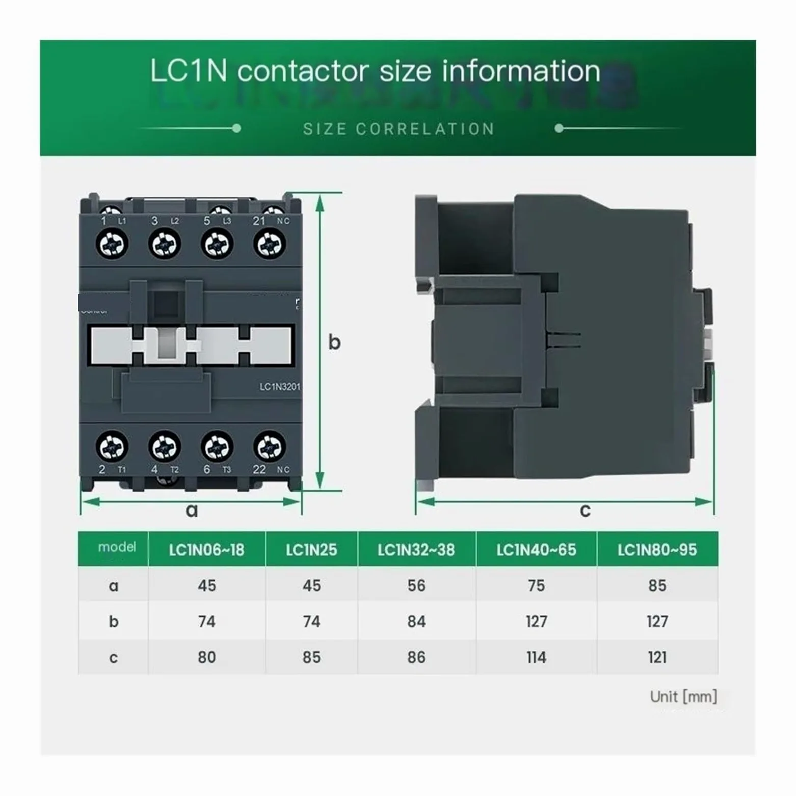 Contactor trifásico de CA, LC1N1210 LC1N1810 LC1N1201 B5N 12/18A 24V-380V Contactor industrial de voltaje de bobina 3P(LC1N1810,24V)