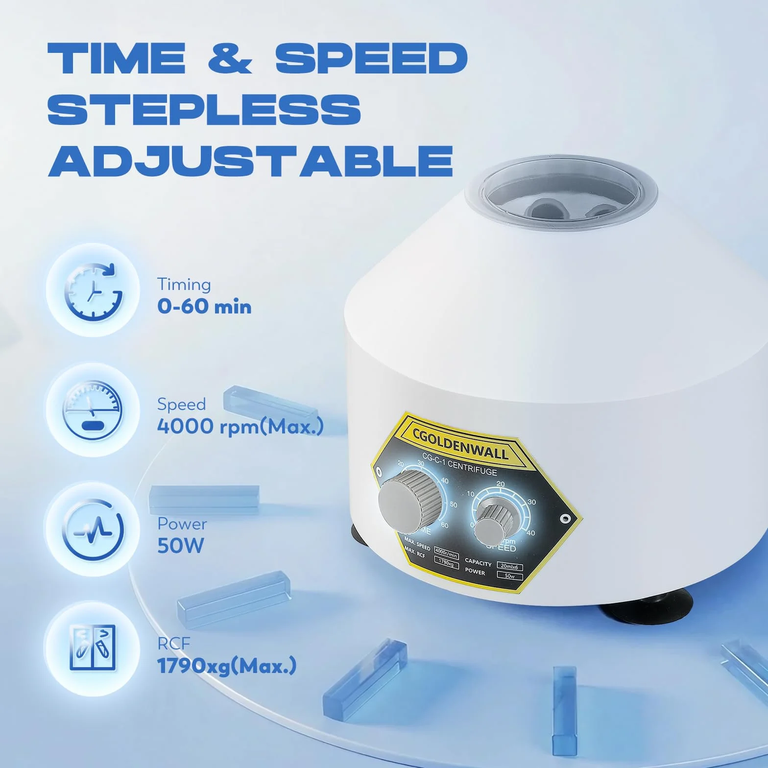 CGOLDENWALL Centrifugadora de Laboratorio 20ml 4000rpm 1790xg 0-60min