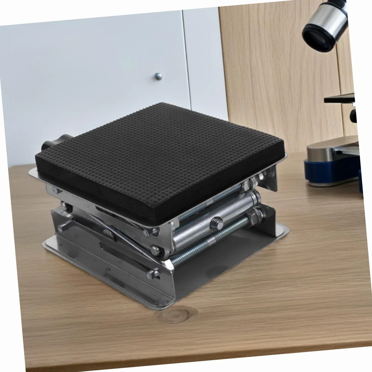 Mesa de elevación de acero inoxidable de 15 kg, plataforma de elevación de tijera, altura ajustable para soporte de laboratorio
