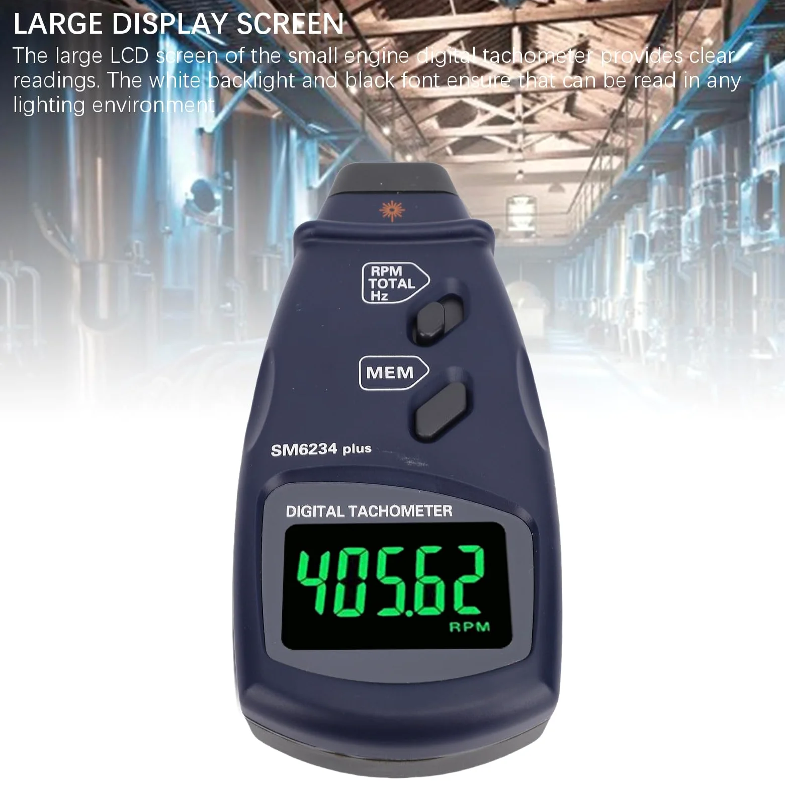 Tacómetro Digital Medidor de RPM Fototacómetro Láser Sensor sin Contacto 2.5 99999 RPM LCD Retroiluminado Probador de Velocidad de Motor Pequeño de Alta Precisión Medición de del Motor