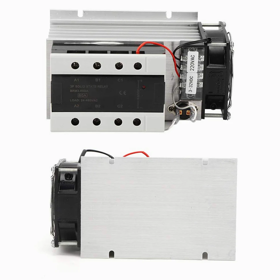 FTVOGUE BERM Relé de Estado Sólido Relé de Estado Sólido Trifásico 60A 24 a 480VAC con Protección Incorporada Gran Disipación de Calor Tamaño Compacto para Sistemas de Control Industrial