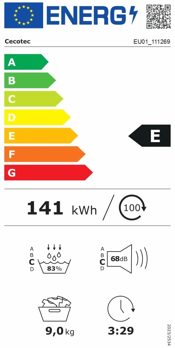 Cecotec Secadora de Ropa Bomba de Calor 10 kg Bolero Dresscode Dry 10355 Steel A++ 14 Programas