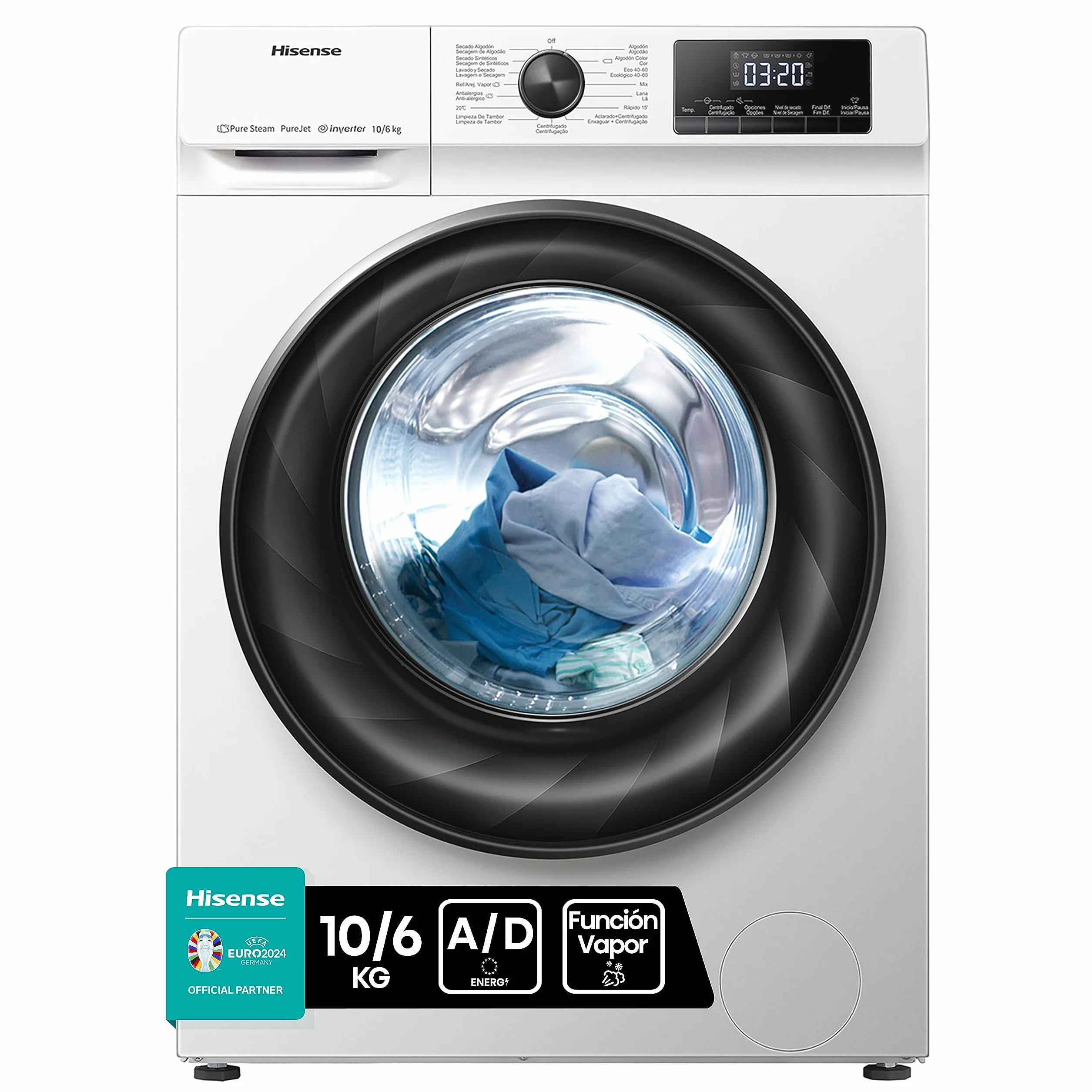 Hisense Lavadora Secadora 10KG 1400RPM Función Vapor JetWash Blanco