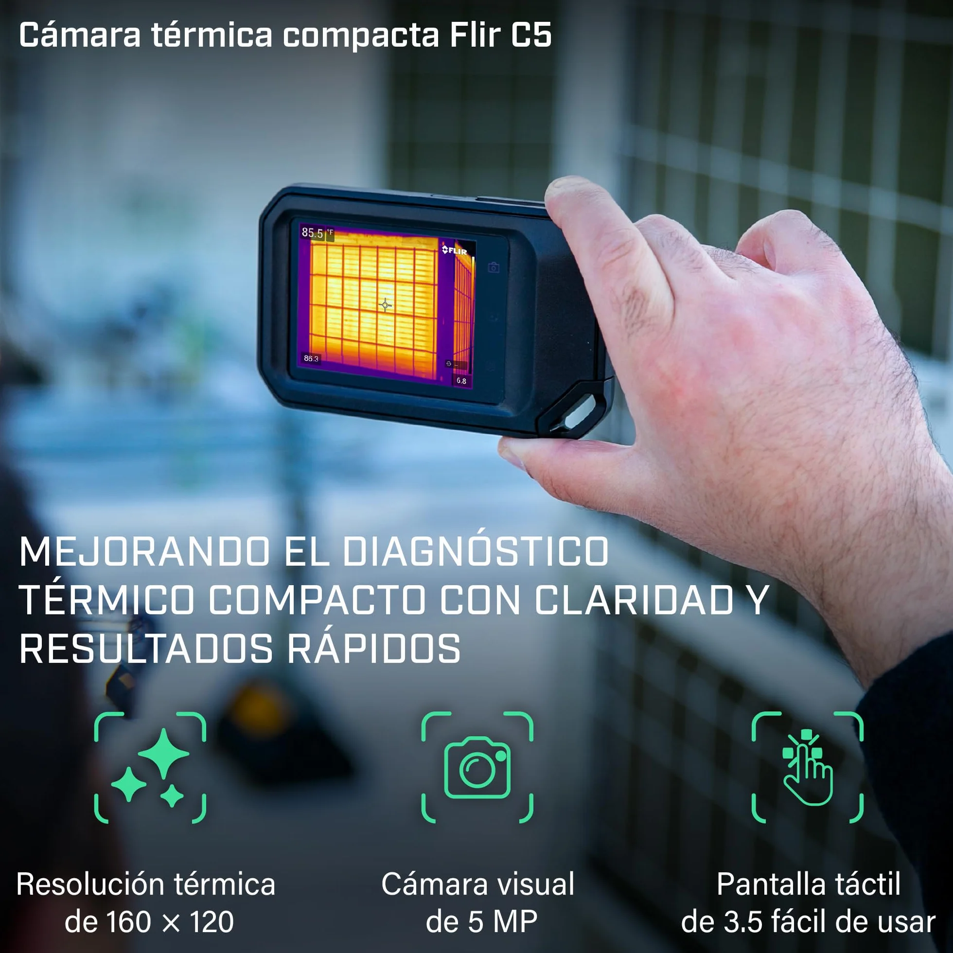 FLIR C5 Compact Thermal Imaging Camera with WiFi: High Resolution Infrared Imager for Inspection, Electrical/Mechanical, Building, and HVAC Applications