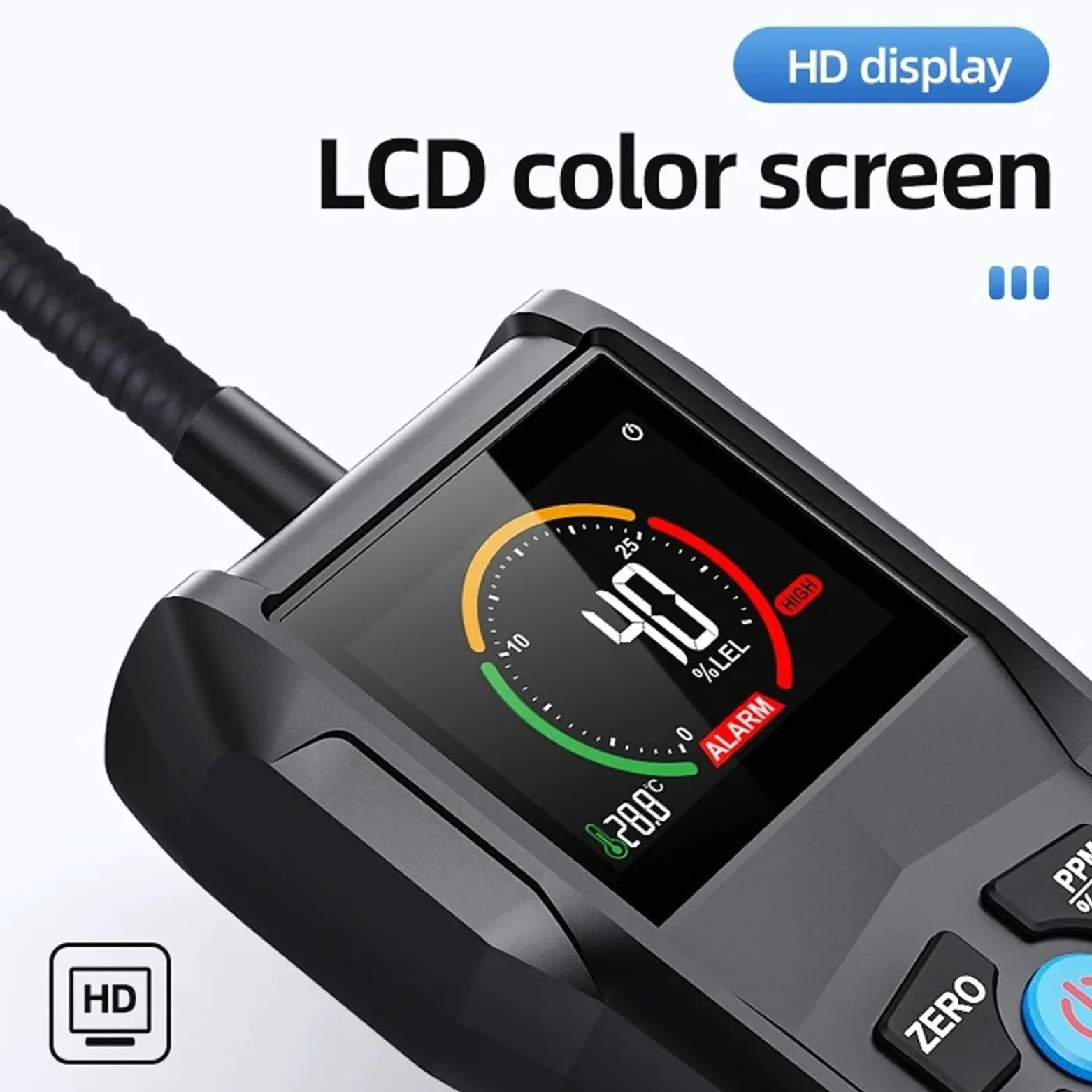 Contador partículas polvo, Analizador De Detector Gas Combustible CGD02A, Fuga 50000 PPM para interiores exteriores | Pantalla LCD, Alarma Luz Y Sonido