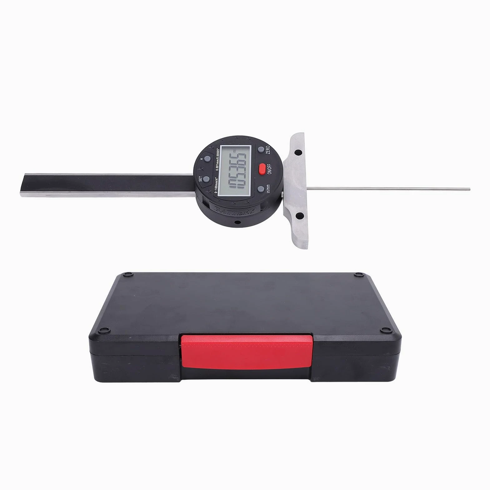 Medidor de Profundidad Electrónico, Acero de Aleación, Pantalla LCD, Medidor de Profundidad Digital Preciso con Precisión de 0,001 Mm para Carpintería y Metalurgia
