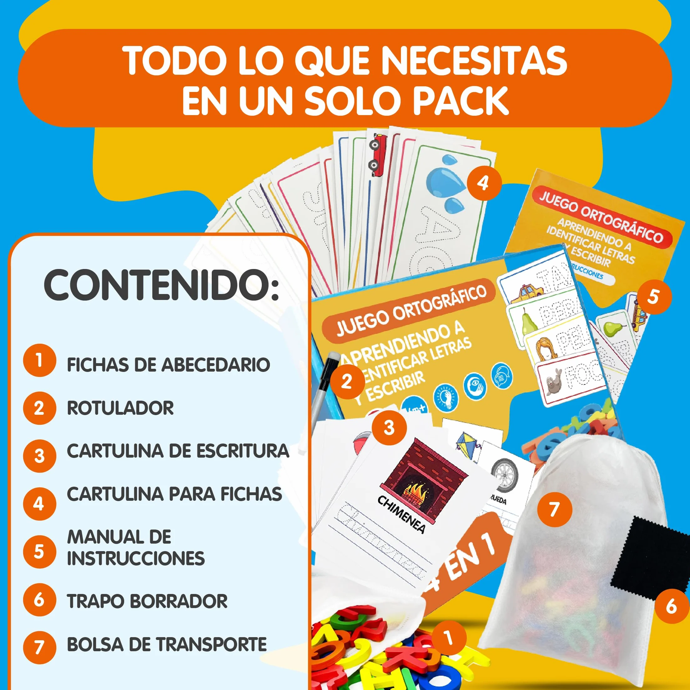 Juguetes Educativos Montessori Niños 3-6 Años Alfabeto Tarjetas Letras Madera Aprender Leer Escribir