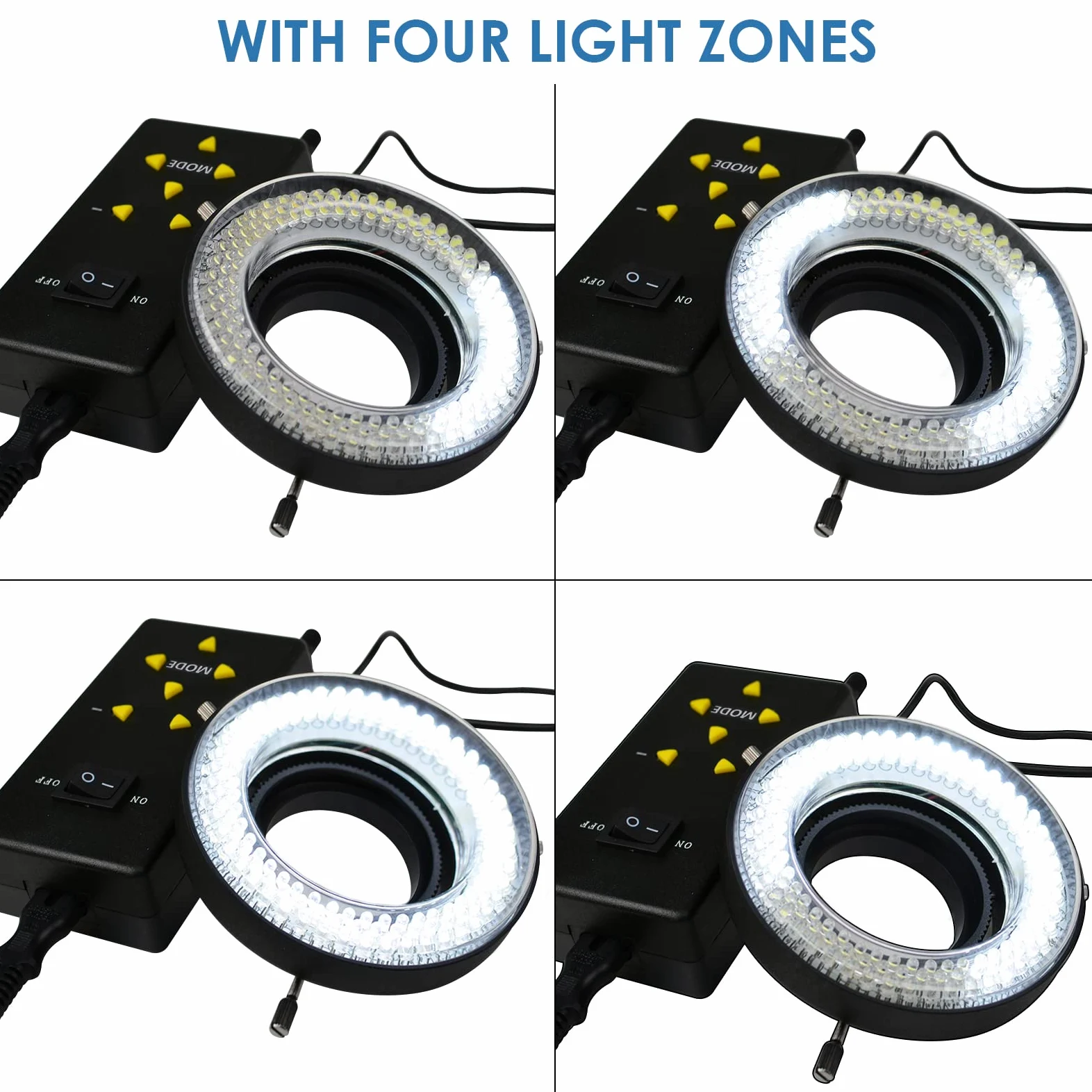 Anillo de Luz LED de 144 Leds - Iluminador Ajustable para Microscopio con Distancia de Trabajo de 40-250mm