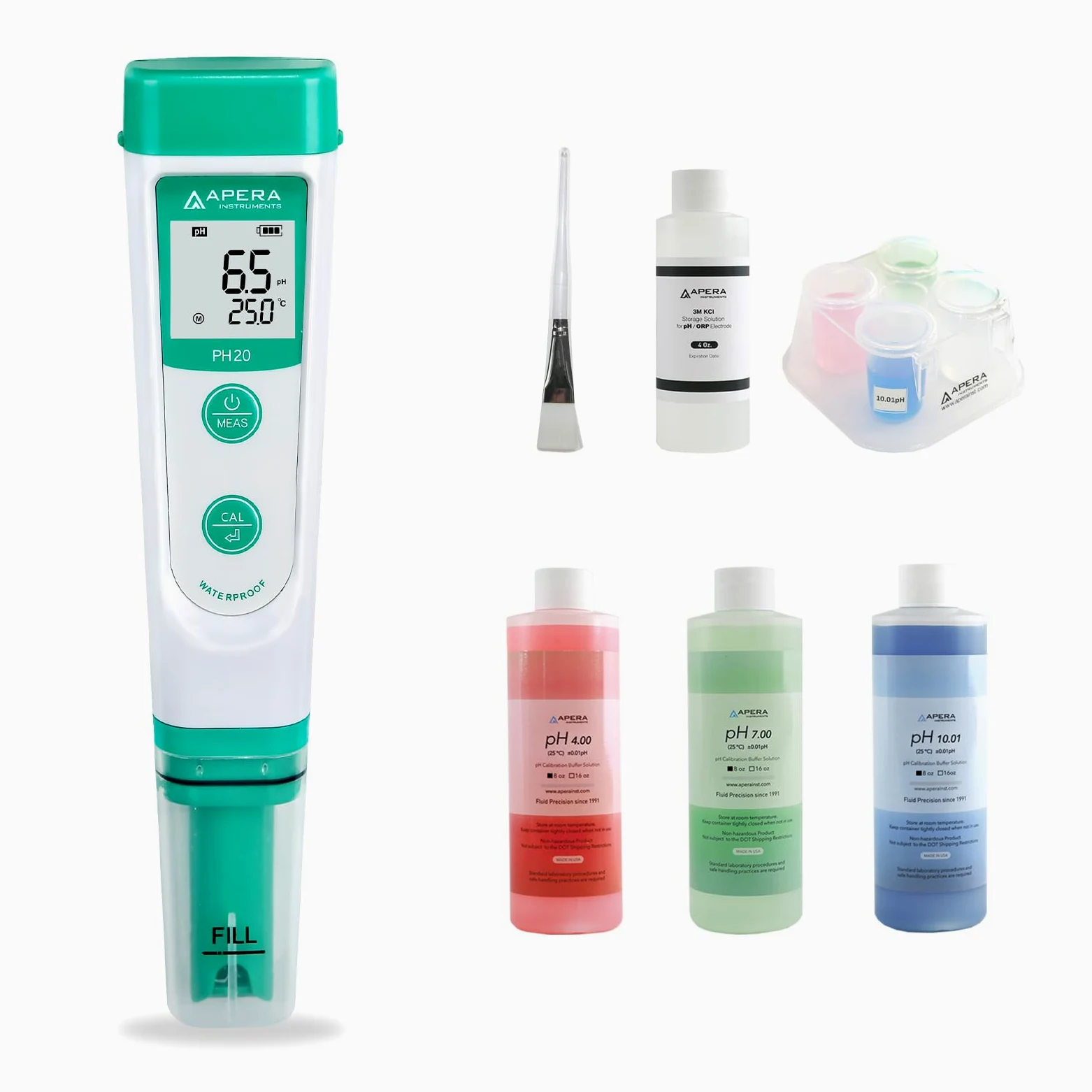 Apera Instruments AI209-T Value Series PH20 Kit Combo de probador de pH incluyendo el juego de mantenimiento y un soporte de solución CalPod para una fácil calibración