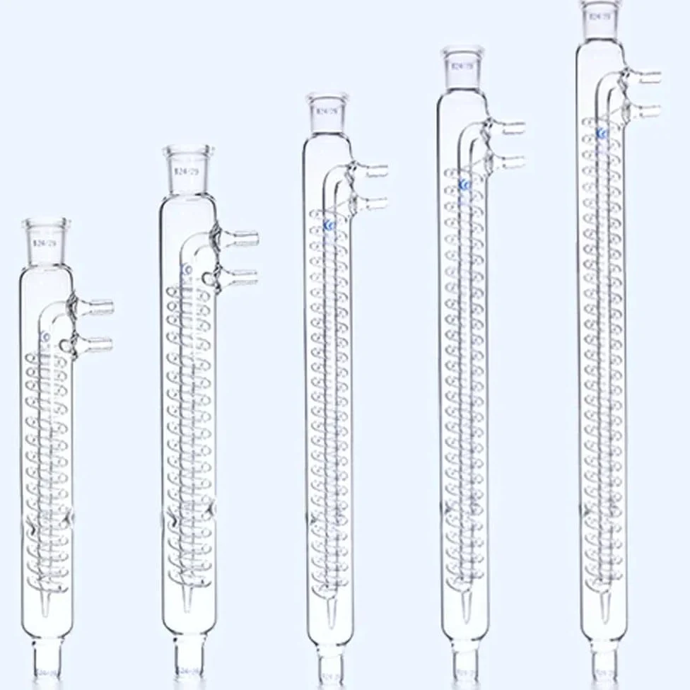Tubo condensador de reflujo de vidrio de borosilicato, bobina de 200/300/400mm 24/29, experimento químico de cristalería de laboratorio(Size:400mm)